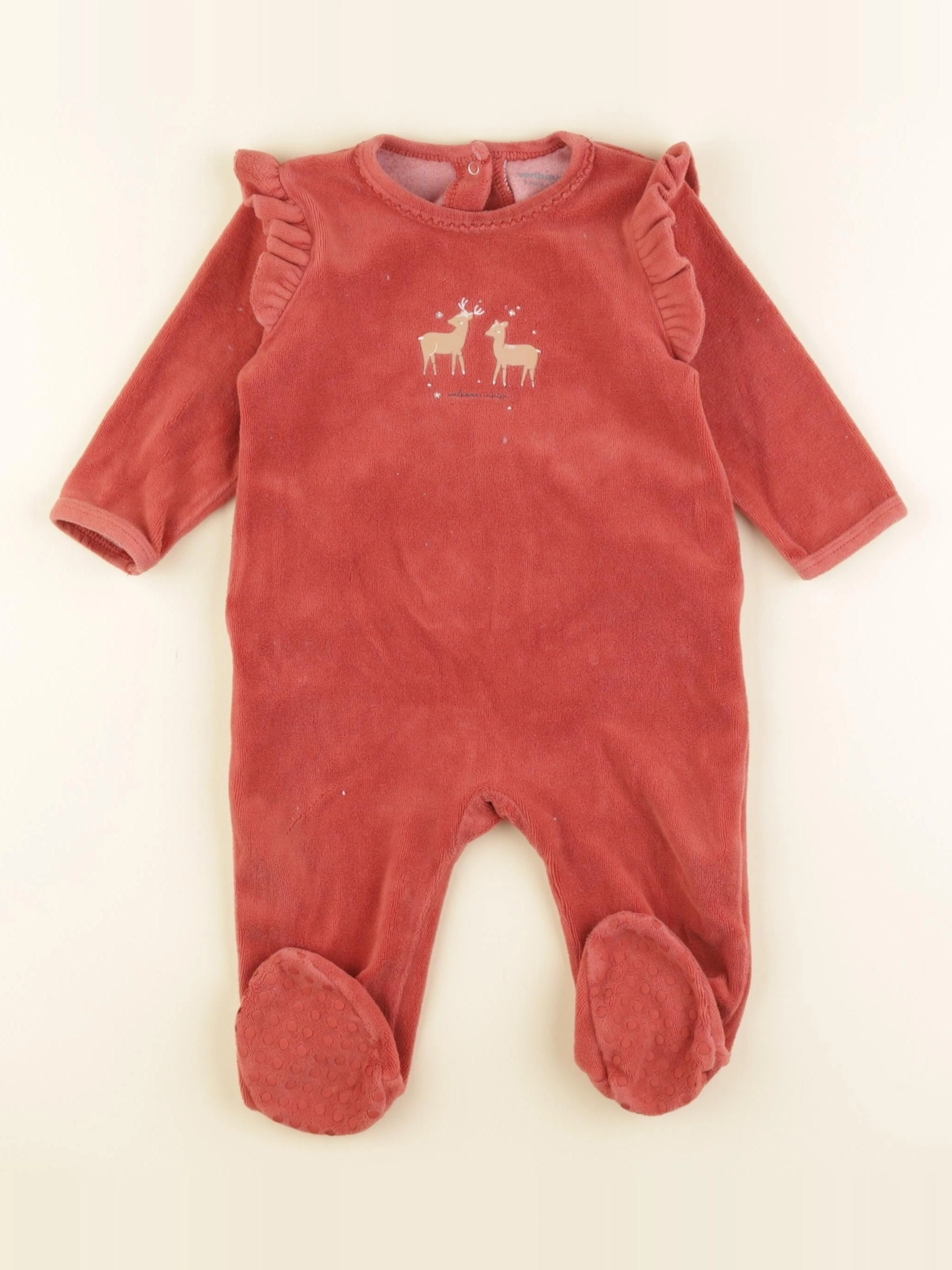 Vertbaudet - pyjama velours orange - 9 mois