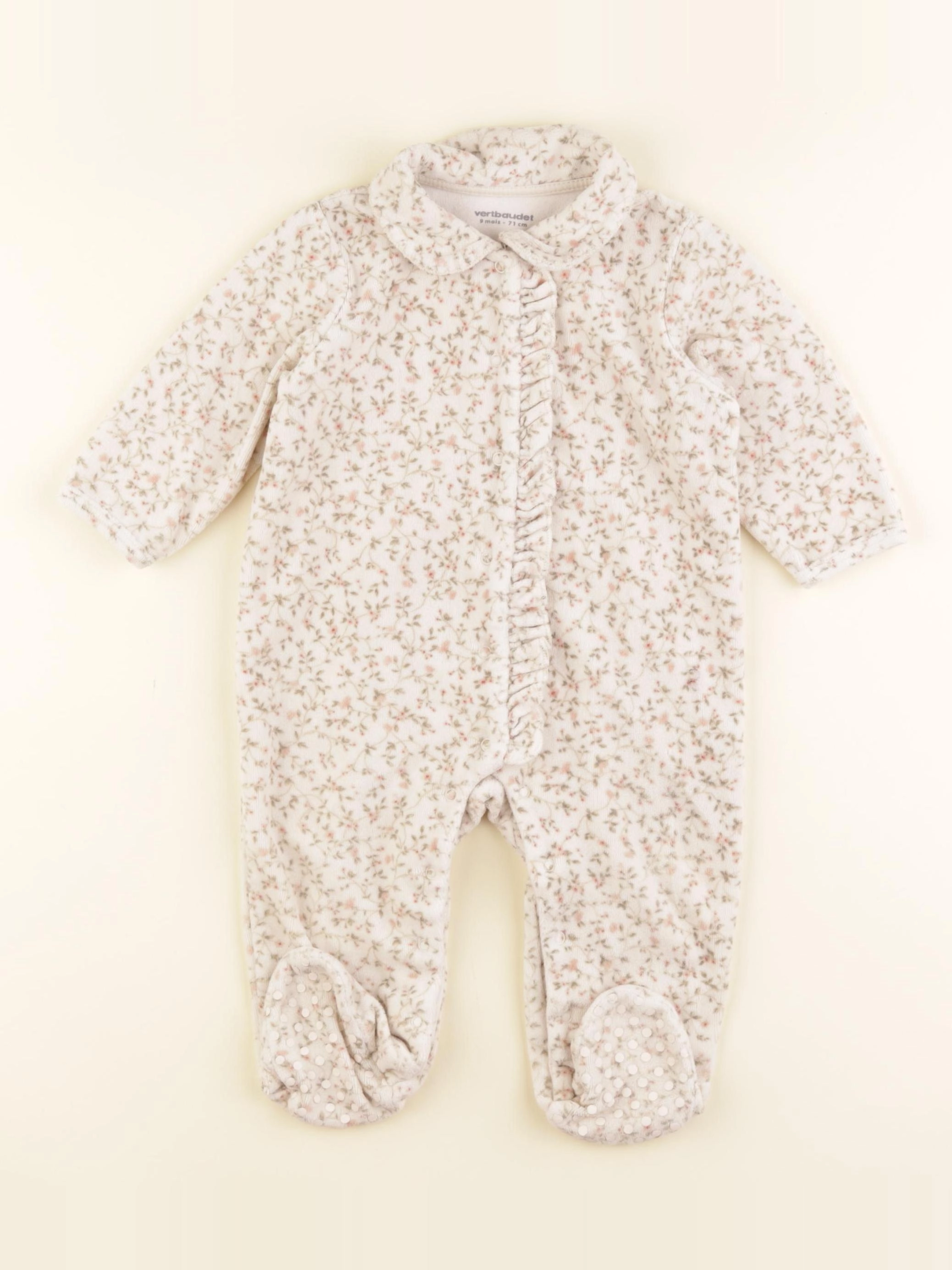 Vertbaudet - pyjama velours beige - 9 mois