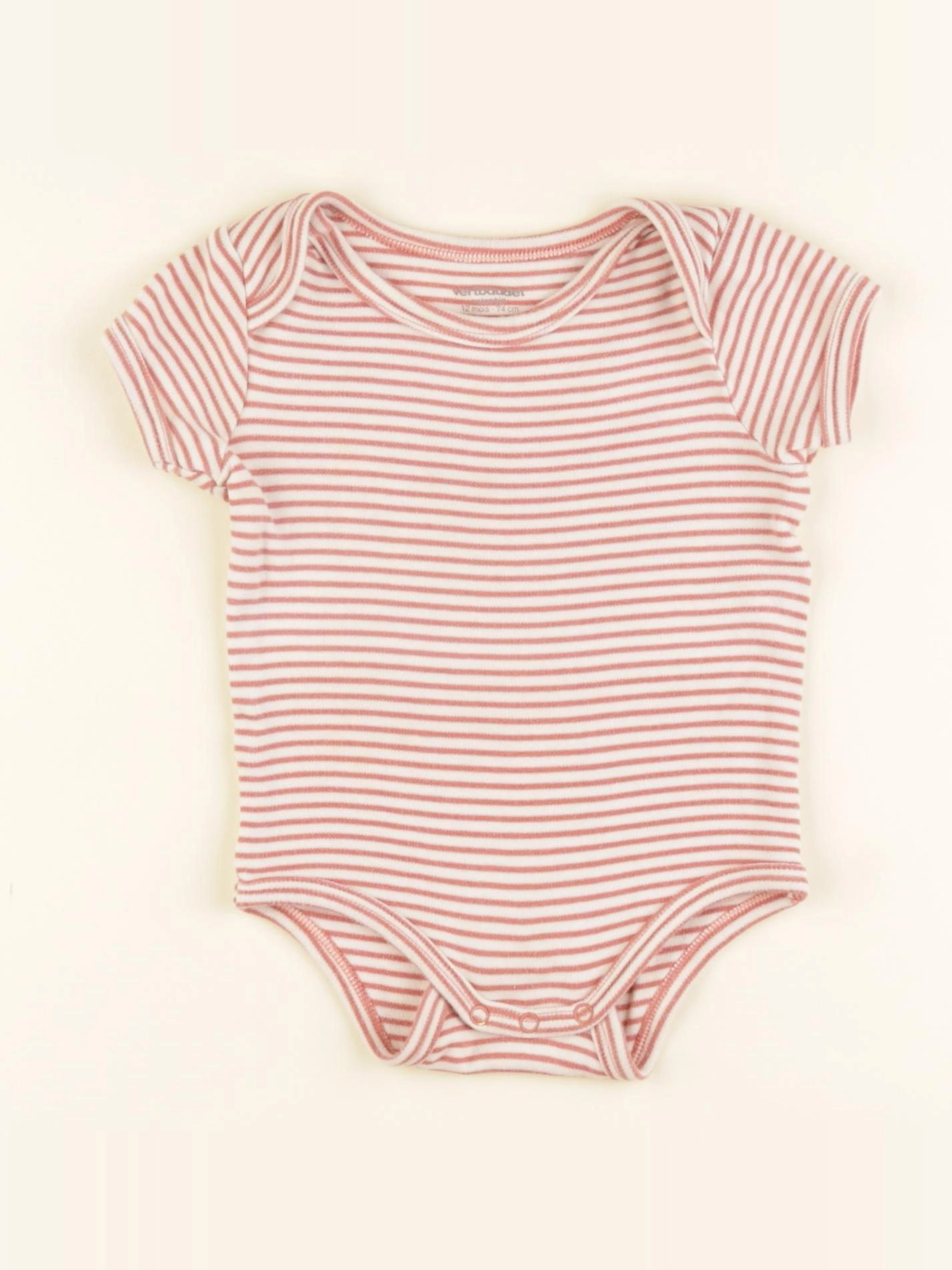 Vertbaudet - body beige, rose - 12 mois