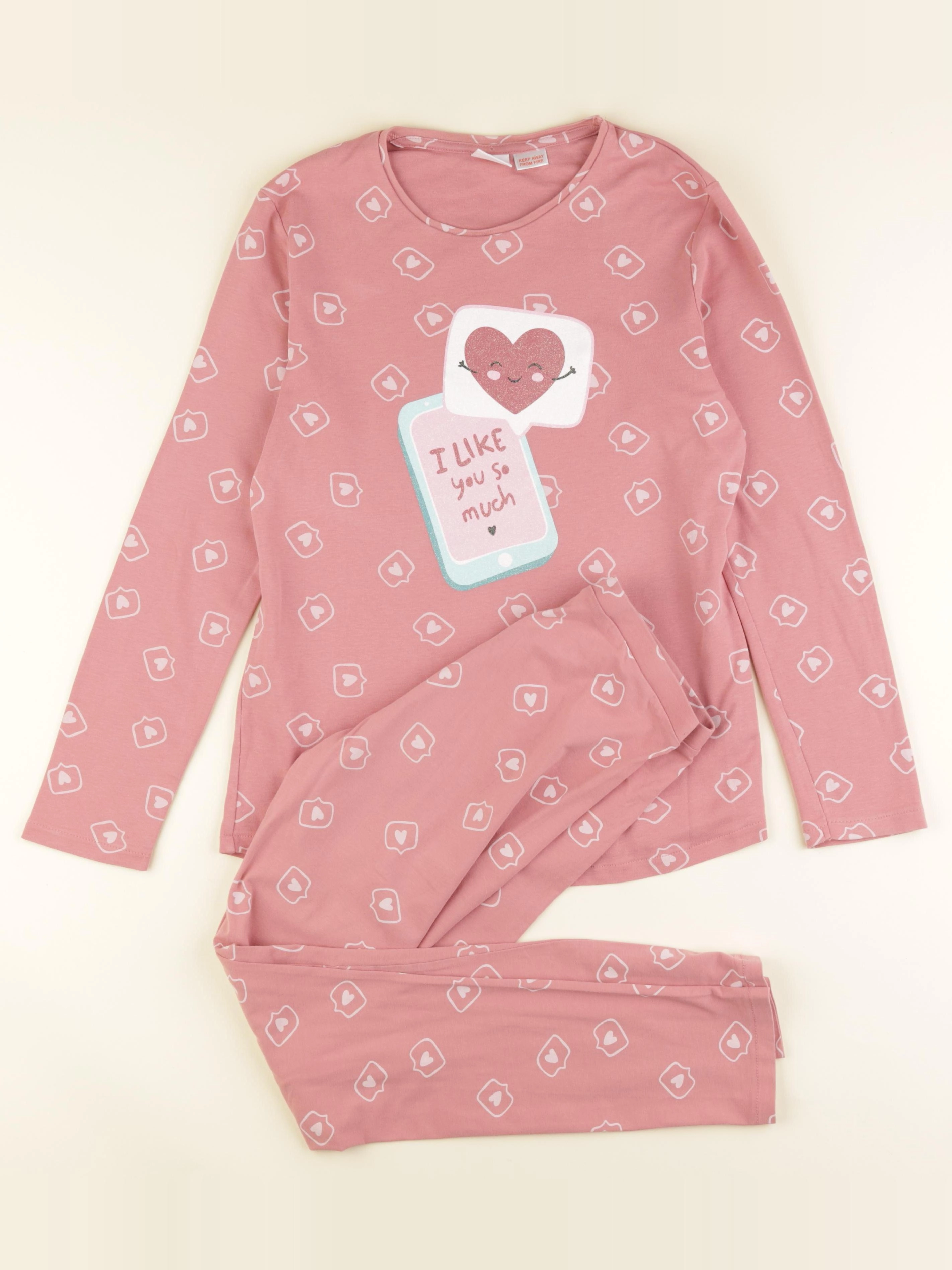 Zara - pyjama coton rose - 11/12 ans