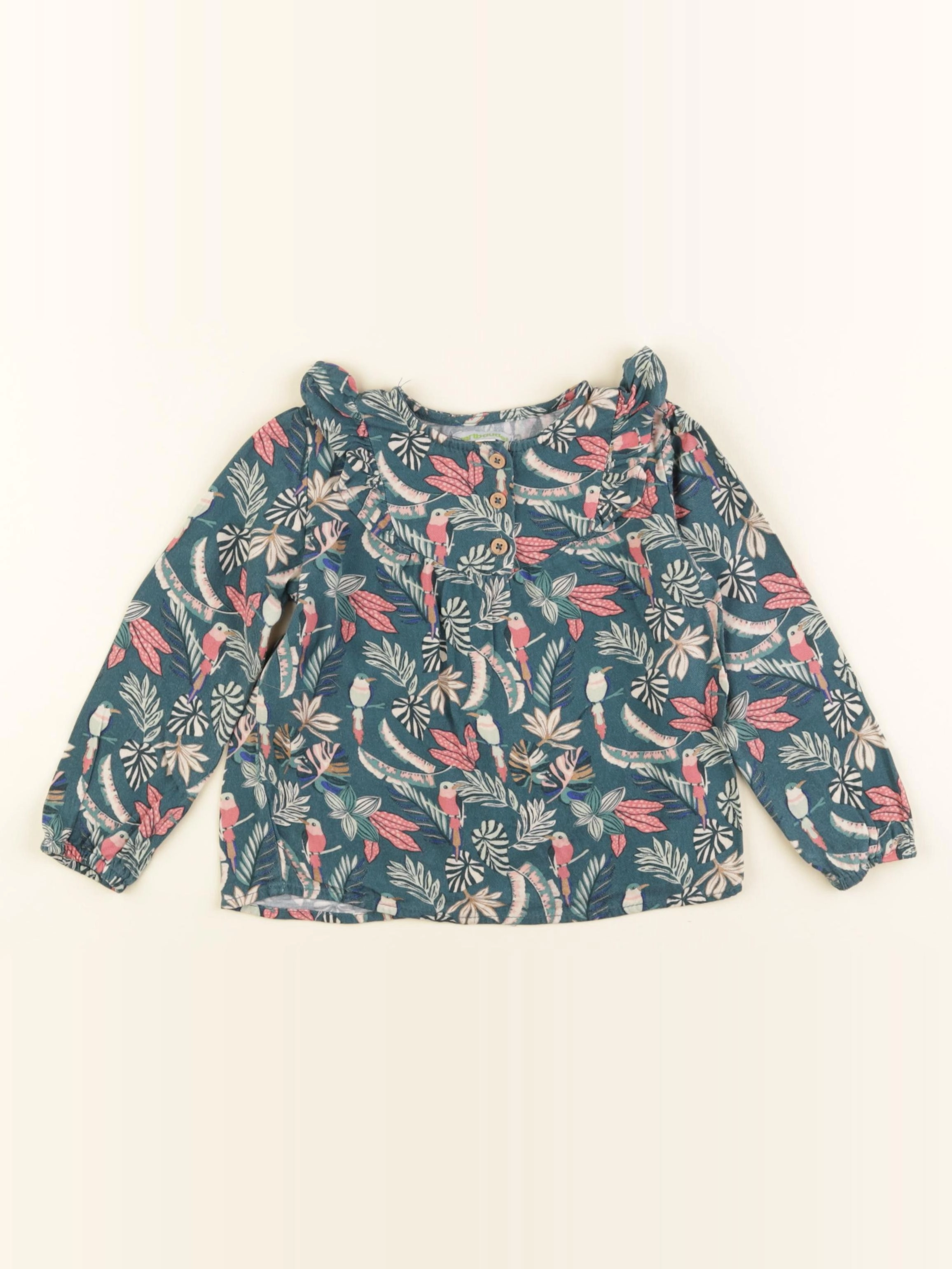 Vertbaudet - blouse vert, rose - 3 ans