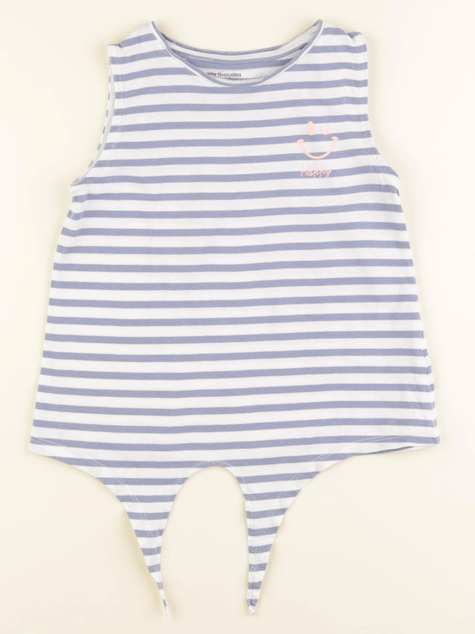 Vertbaudet - débardeur blanc, bleu - 5 ans