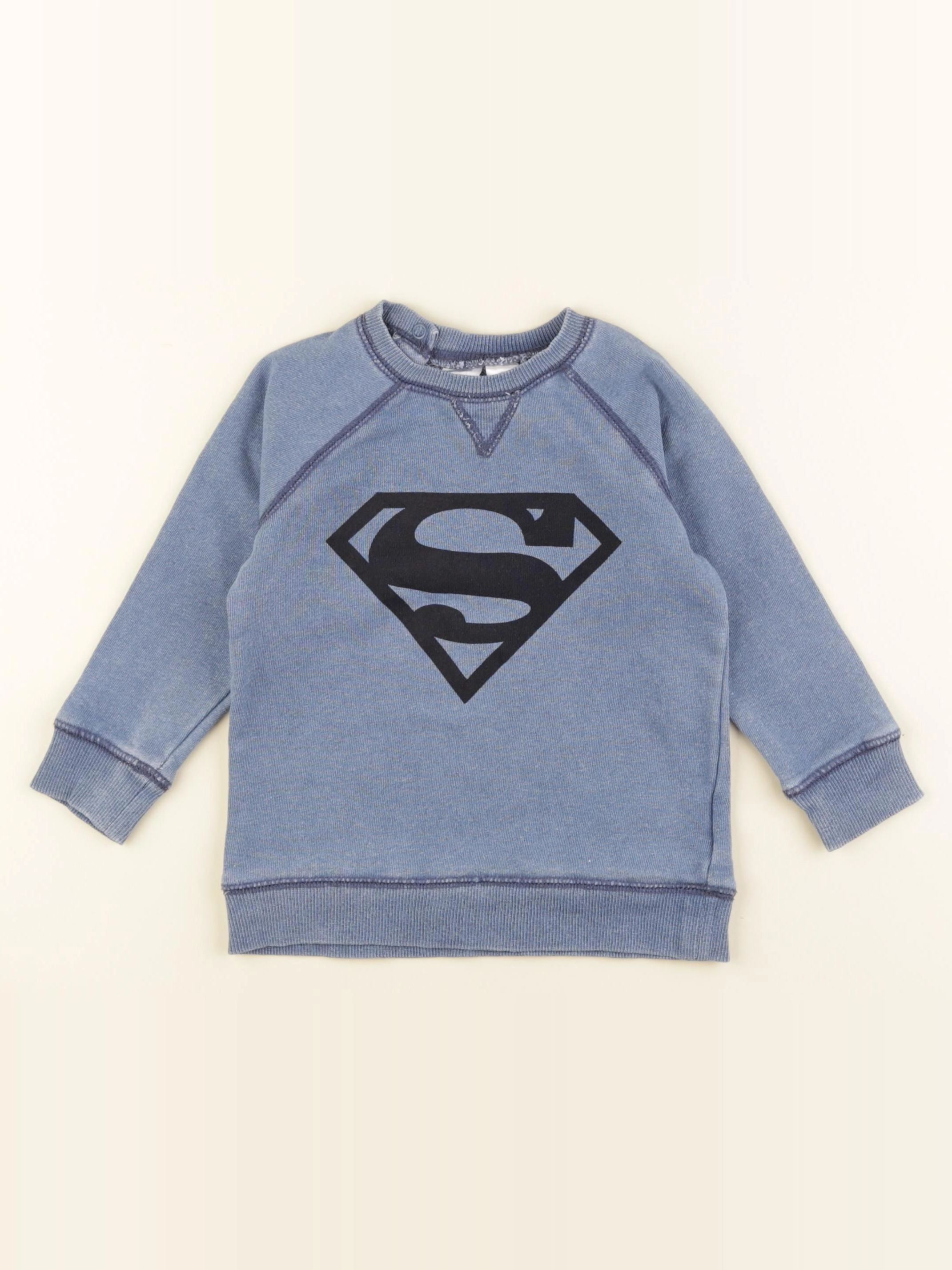 H&M - sweat bleu - 12/18 mois