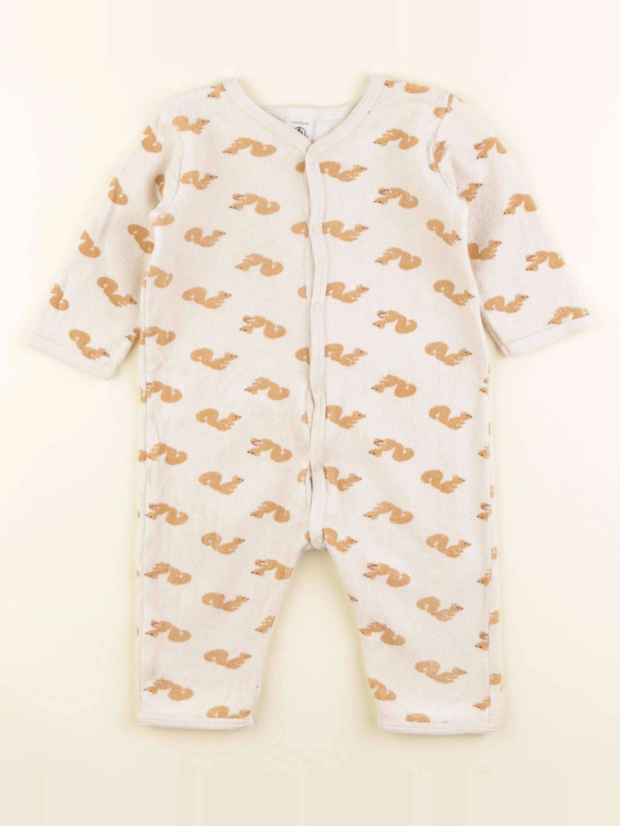 Petit Bateau - pyjama coton beige - 12 mois