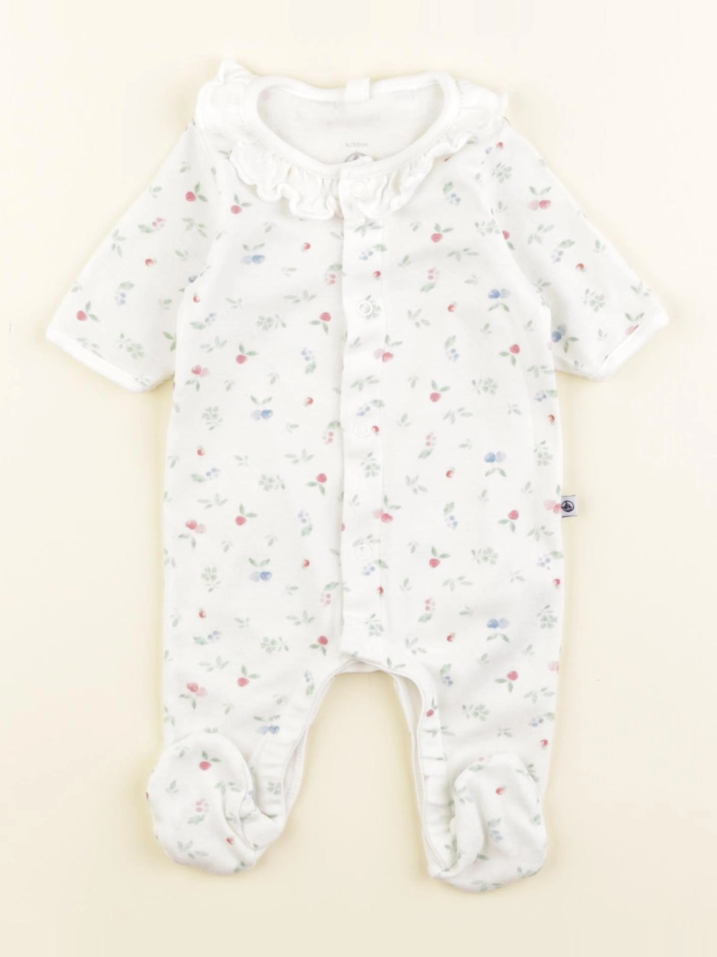 Petit Bateau - pyjama coton blanc - 0 mois