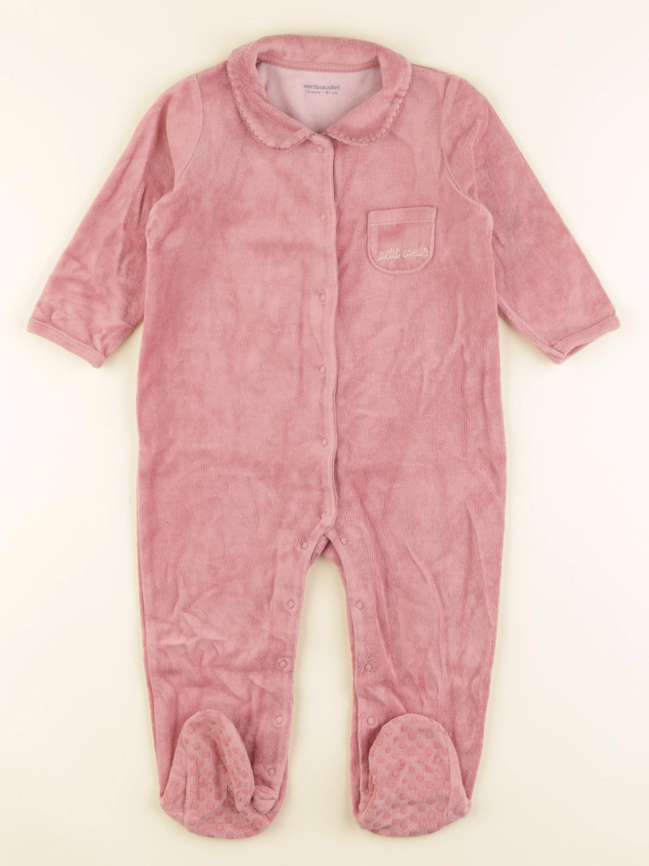 Vertbaudet - pyjama velours rose - 18 mois