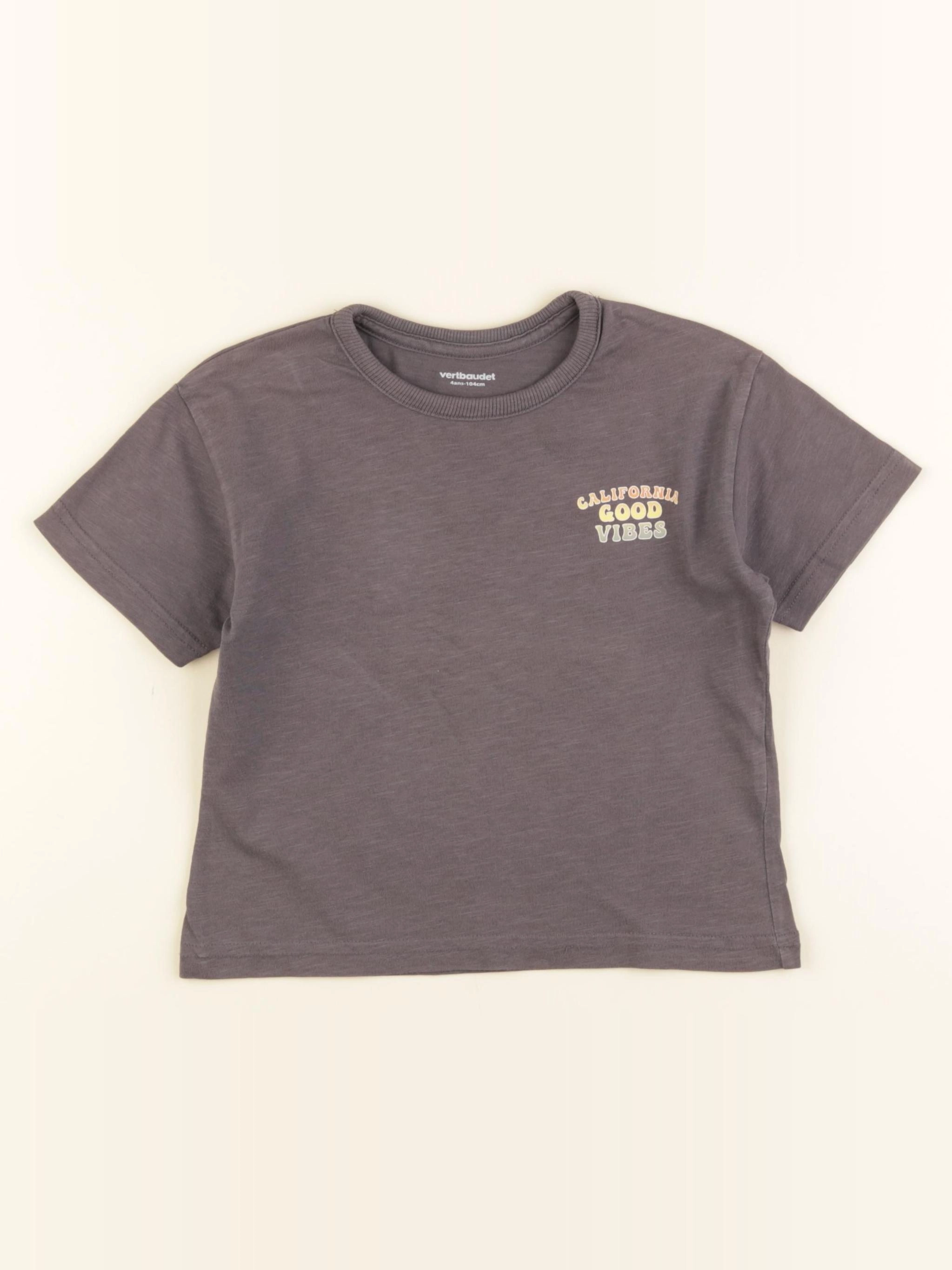 Vertbaudet - tee-shirt imprimé au dos gris - 4 ans