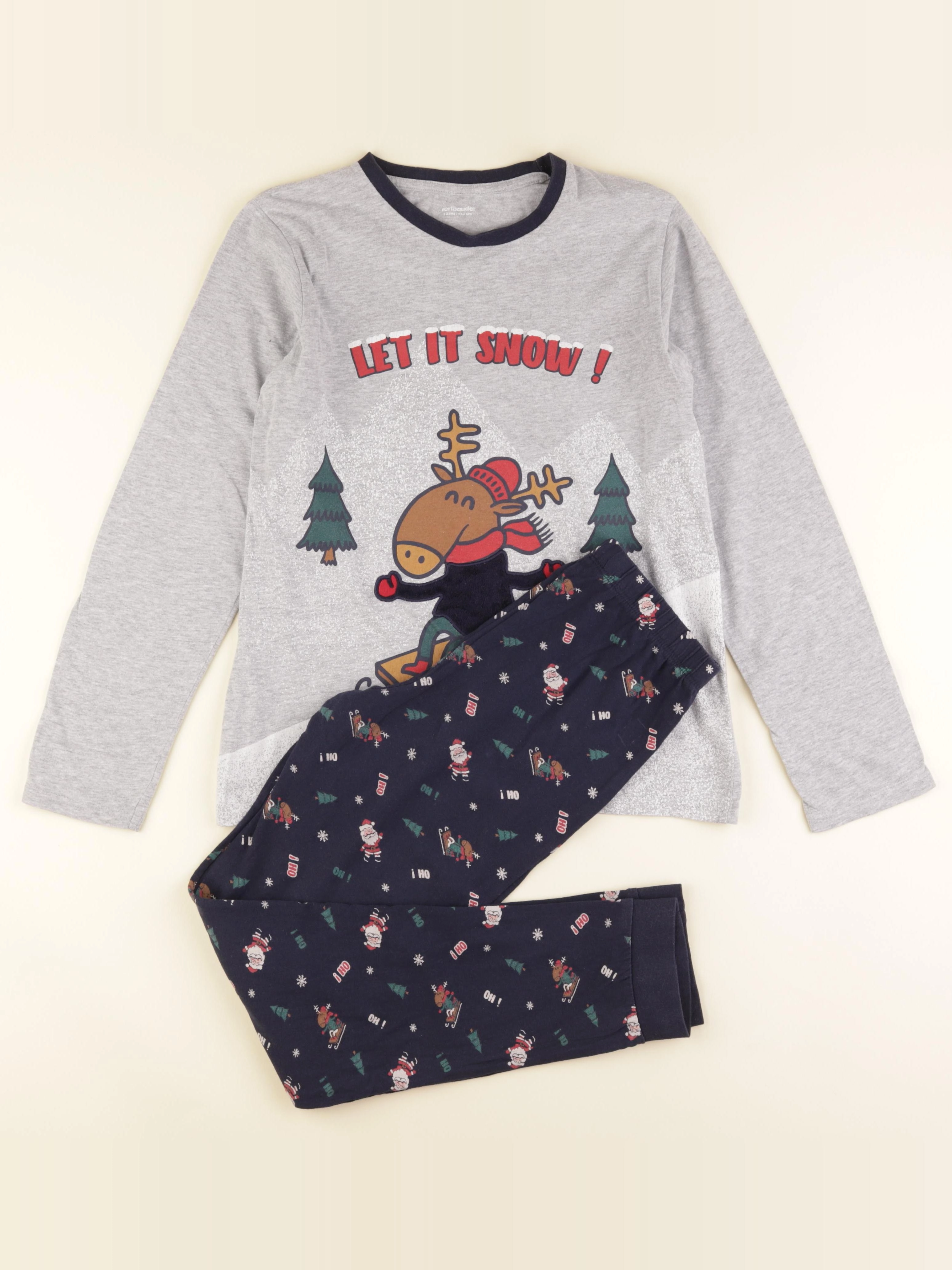 Vertbaudet - pyjama coton bleu, gris - 12 ans