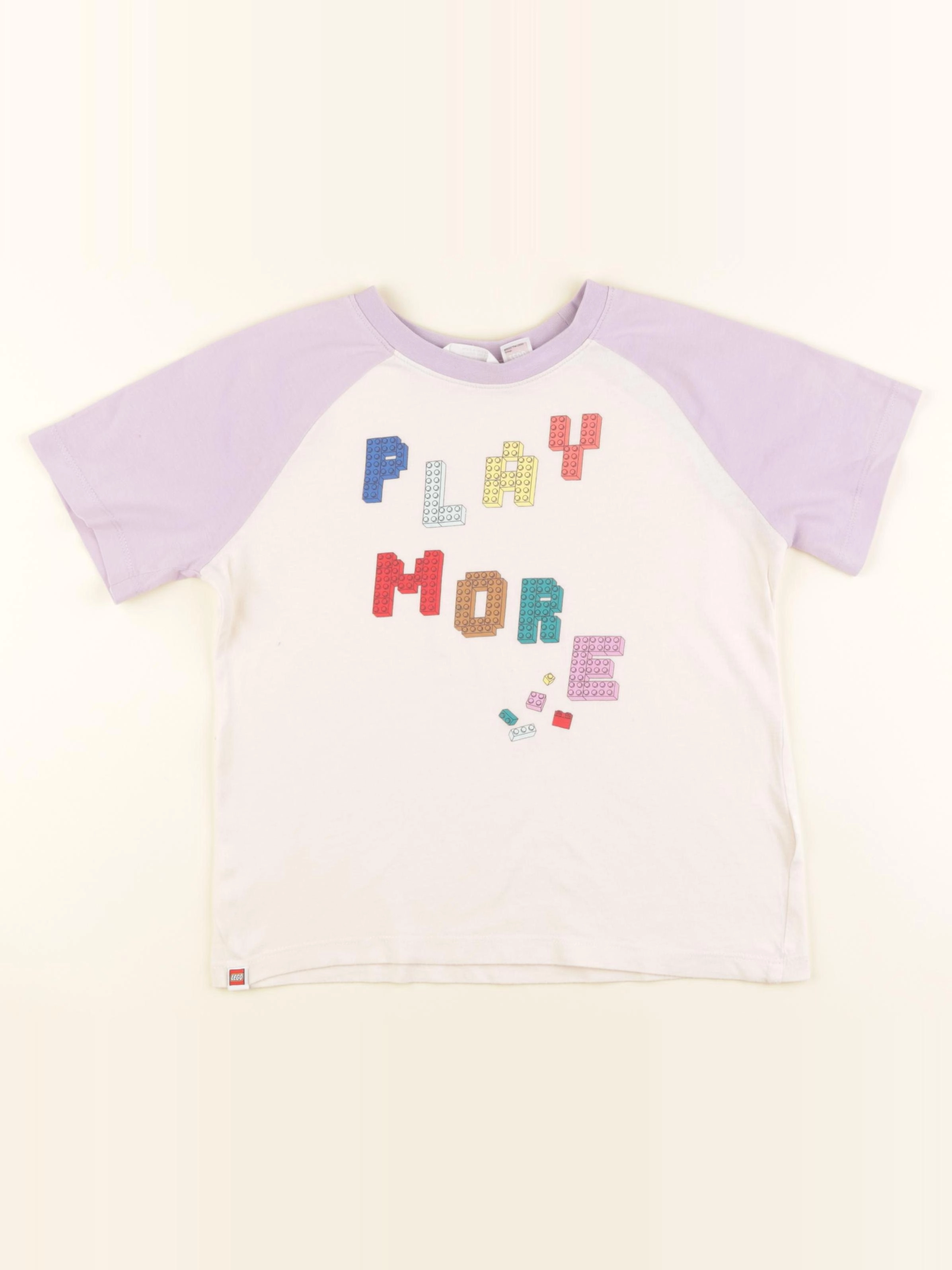 H&M - tee-shirt beige, violet - 2/4 ans