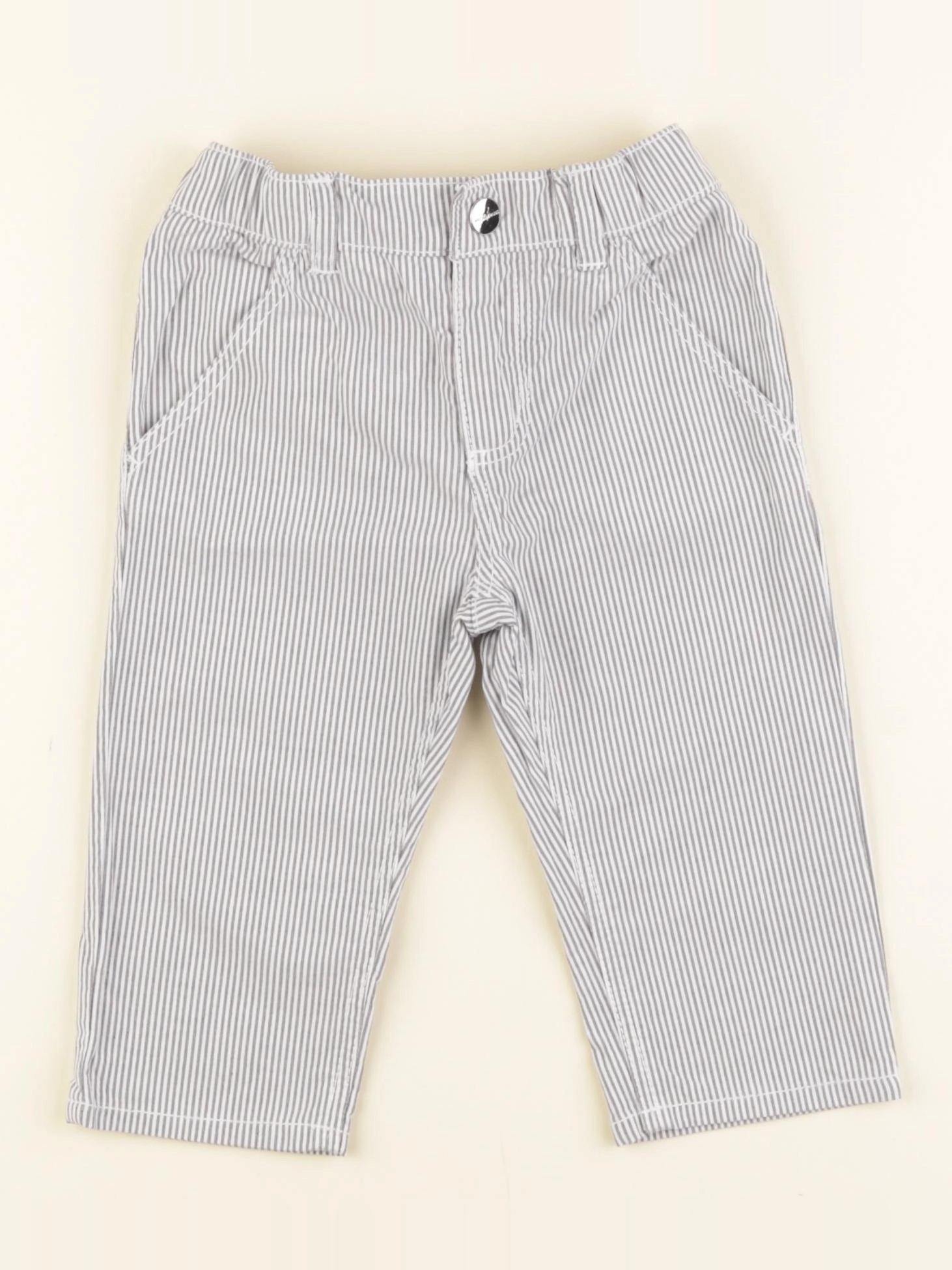 Jacadi - pantalon gris, blanc - 12 mois