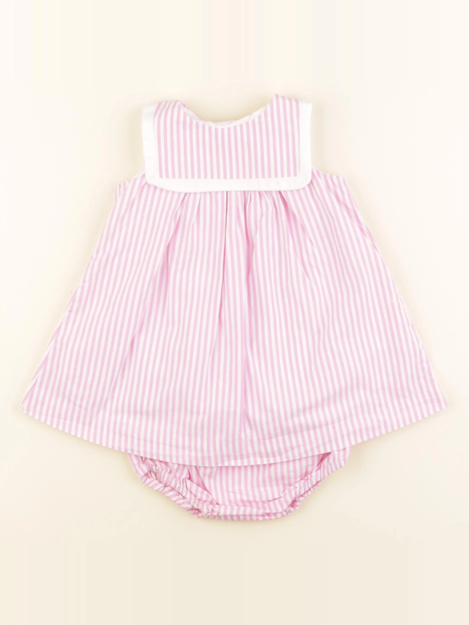 Jacadi - robe blanc, rose - 12 mois