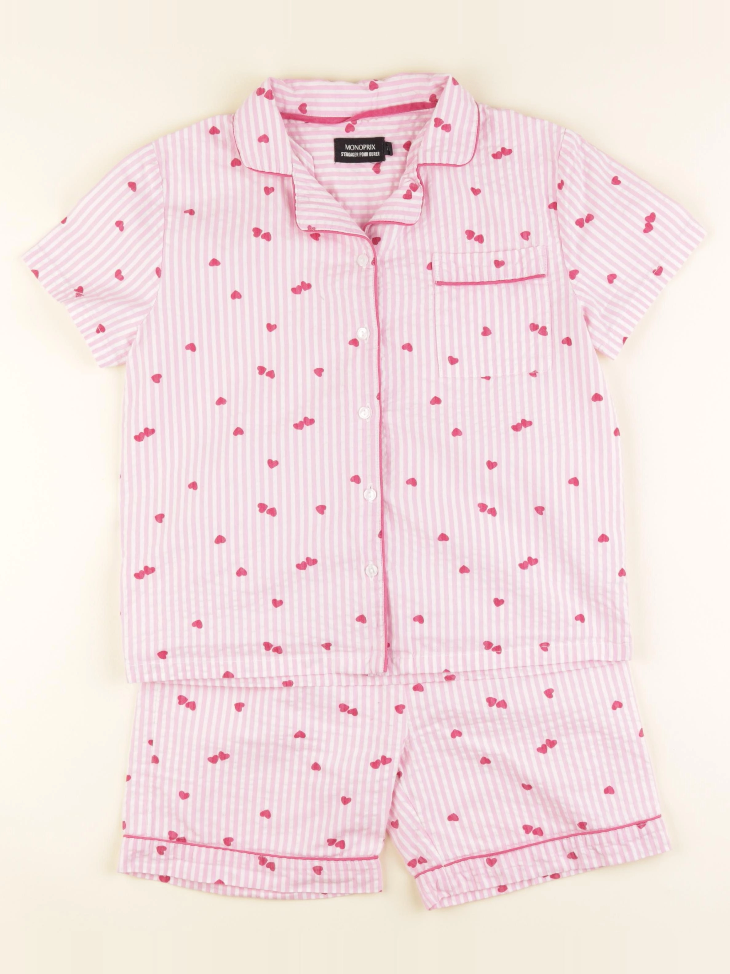 Monoprix - pyjama coton rose - 10 ans