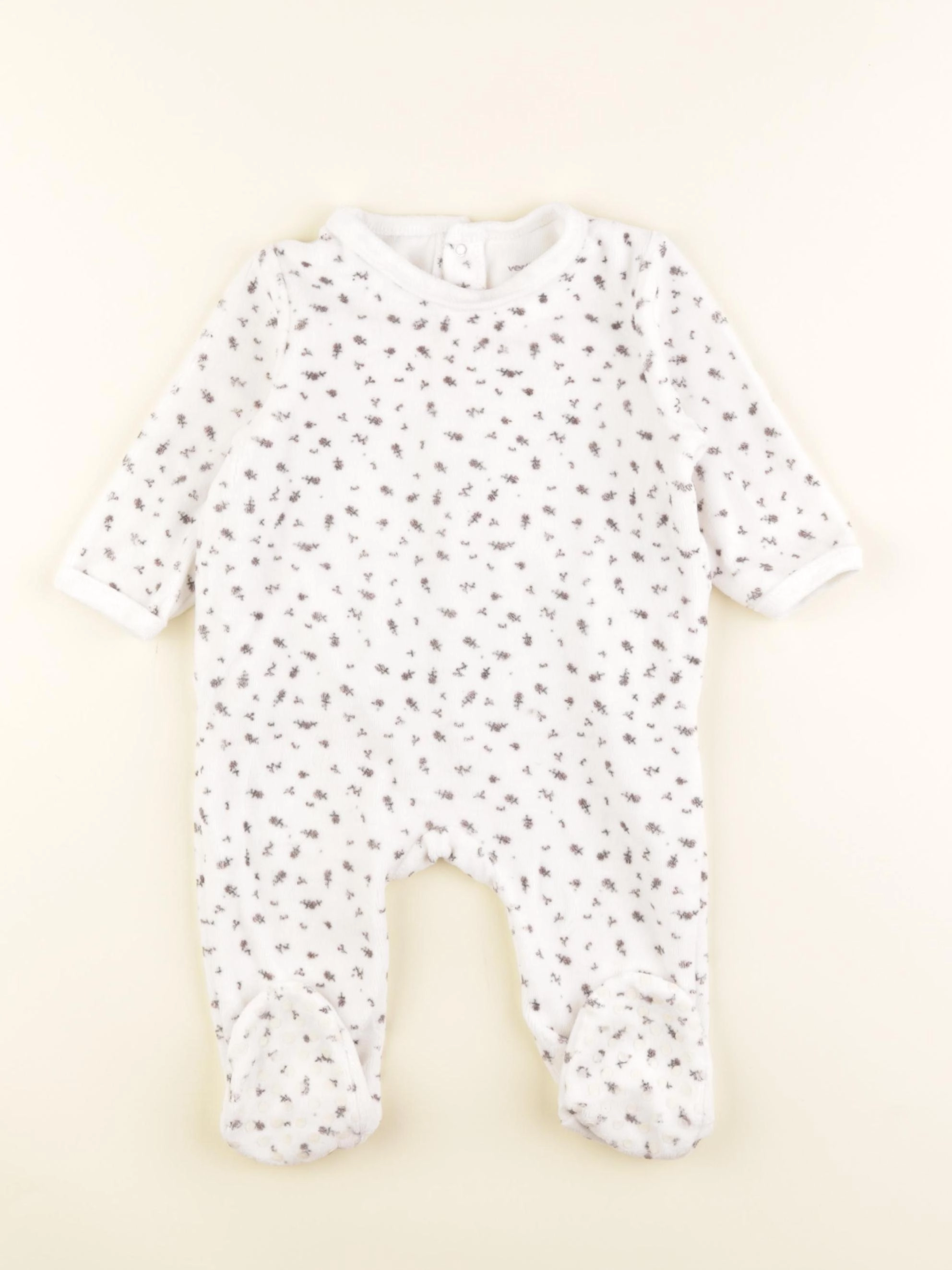 Vertbaudet - pyjama velours blanc - 9 mois