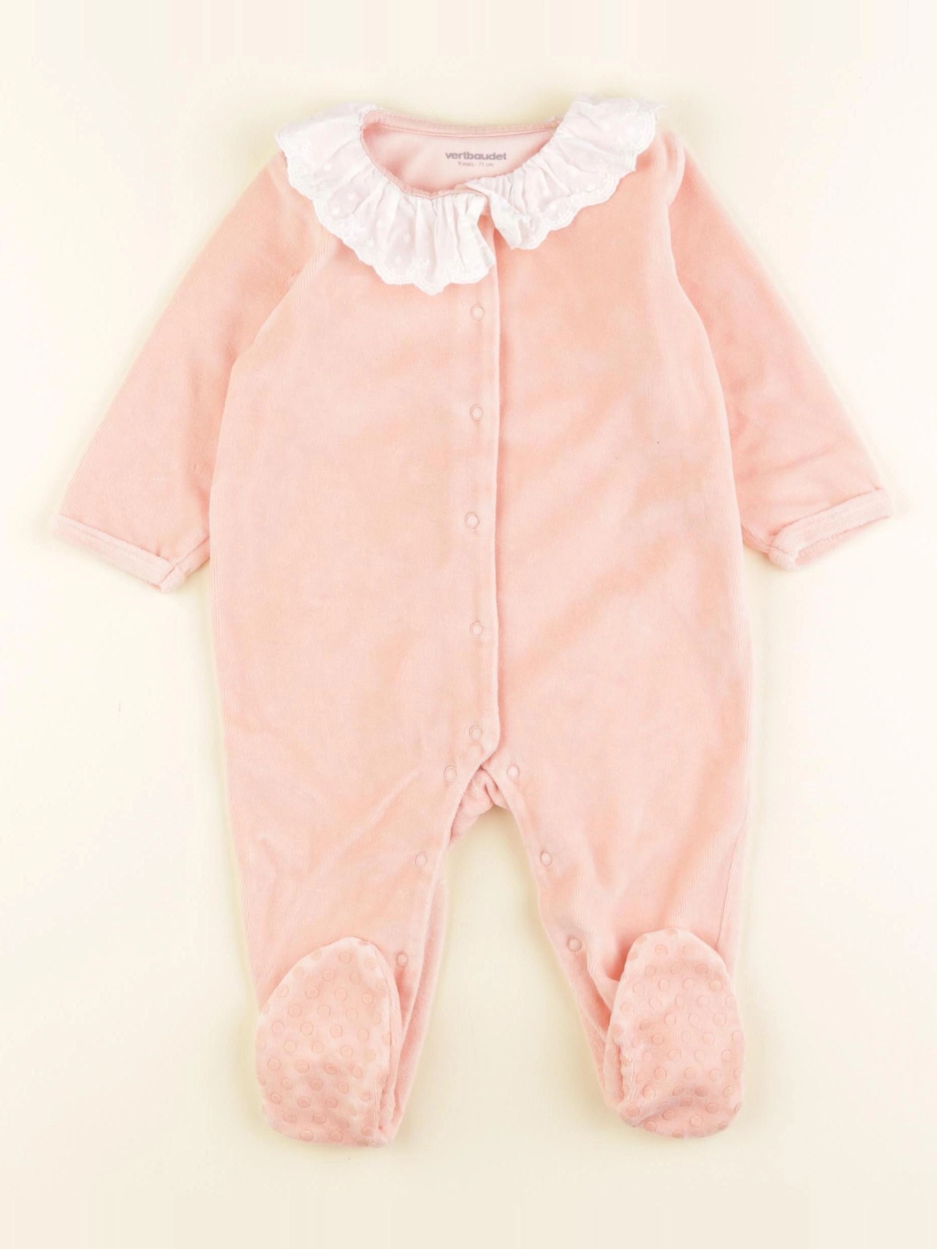 Vertbaudet - pyjama velours rose - 9 mois