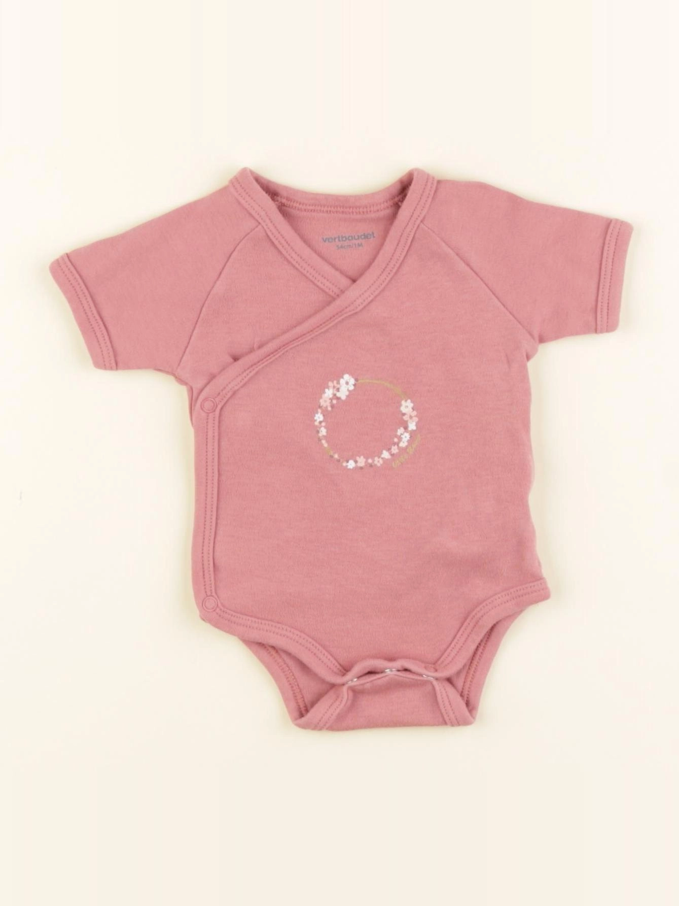 Vertbaudet - body rose - 1 mois