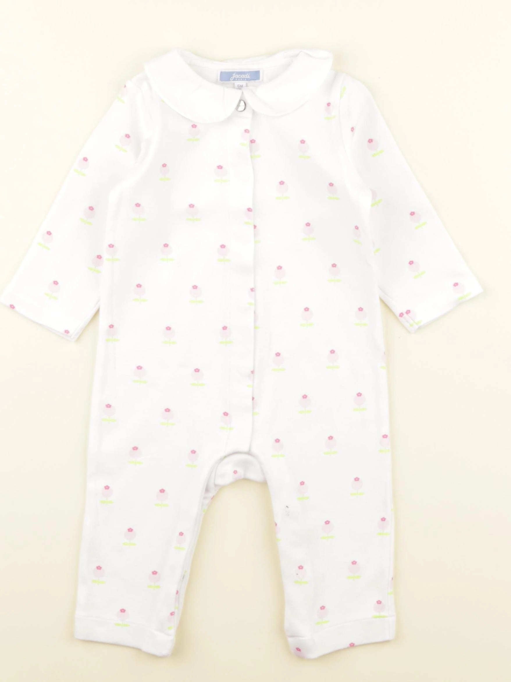Jacadi - pyjama coton blanc, rose - 6 mois