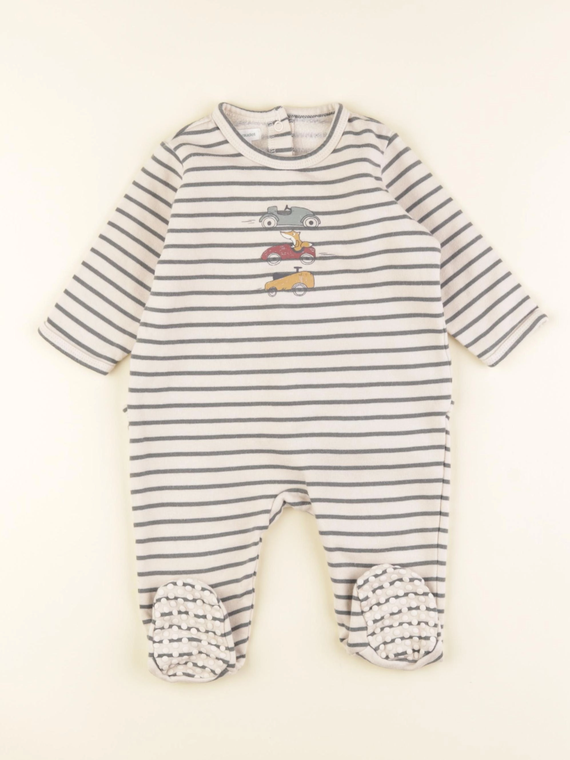 Vertbaudet - pyjama coton beige, vert - 9 mois