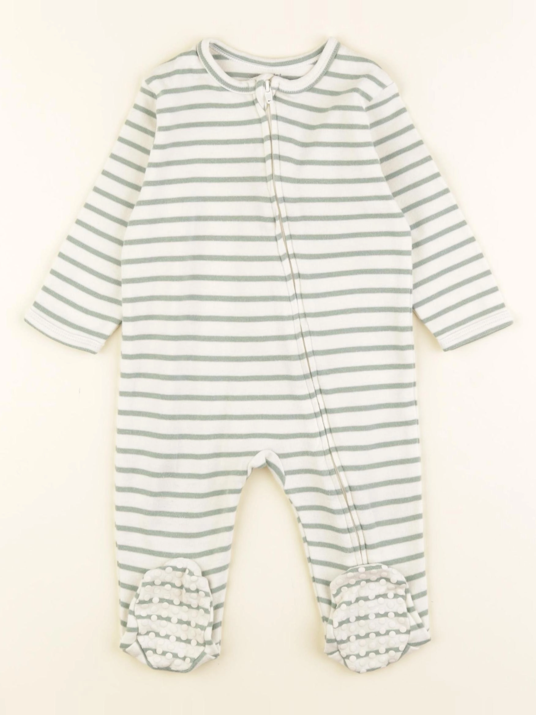 Vertbaudet - pyjama coton blanc, vert - 9 mois