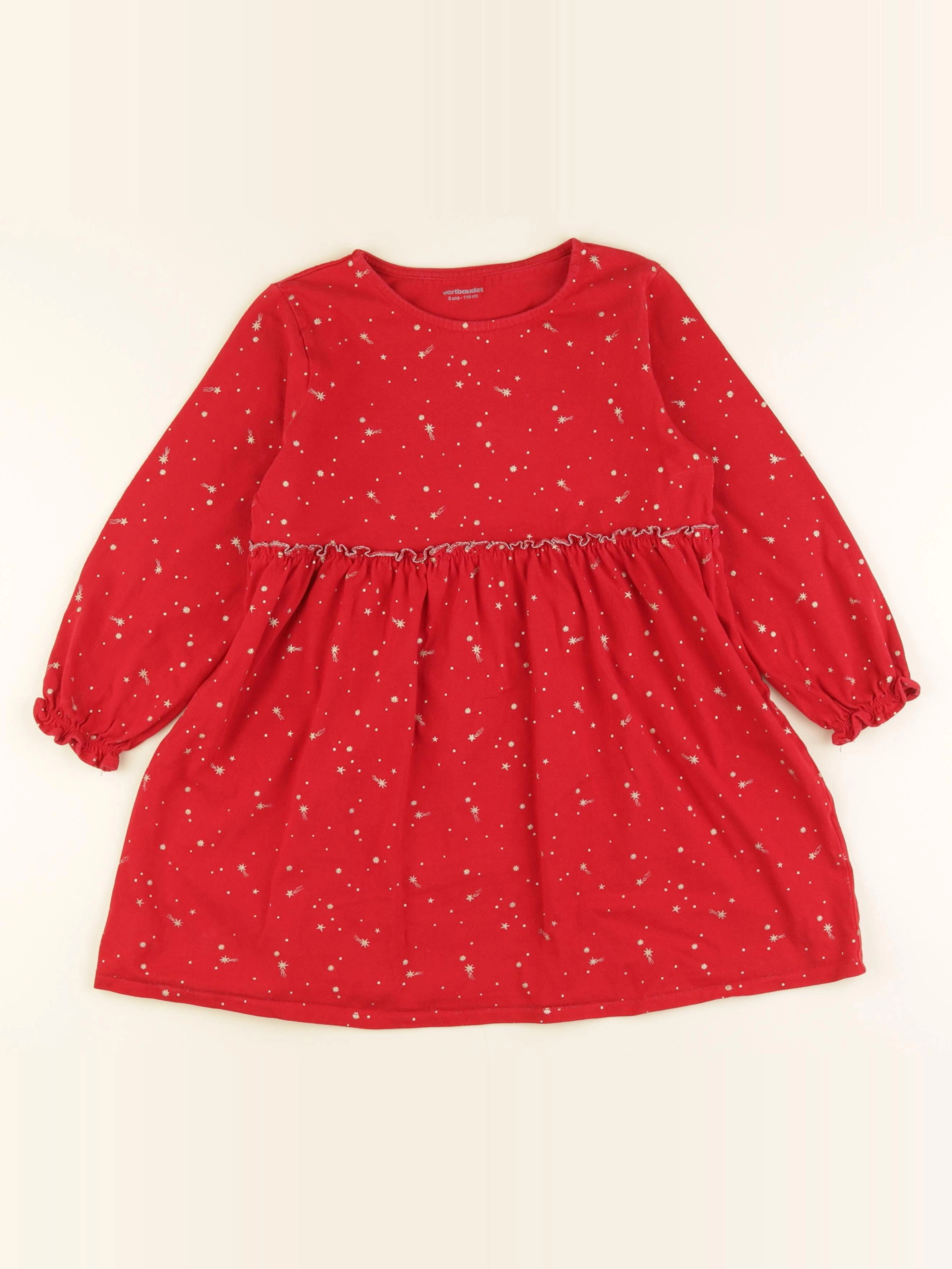 Vertbaudet - robe rouge, or - 6 ans