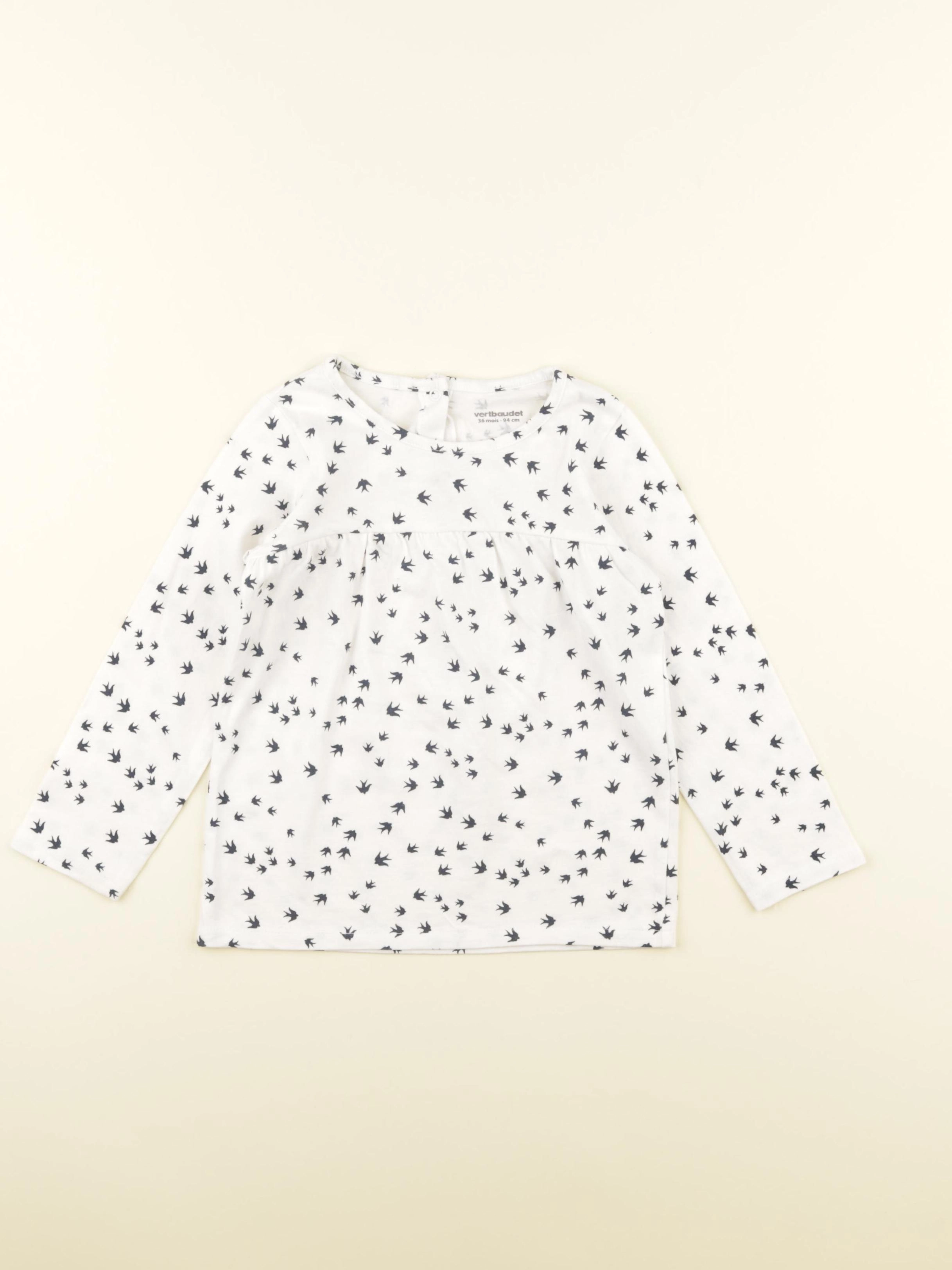 Vertbaudet - tee-shirt blanc, bleu - 36 mois