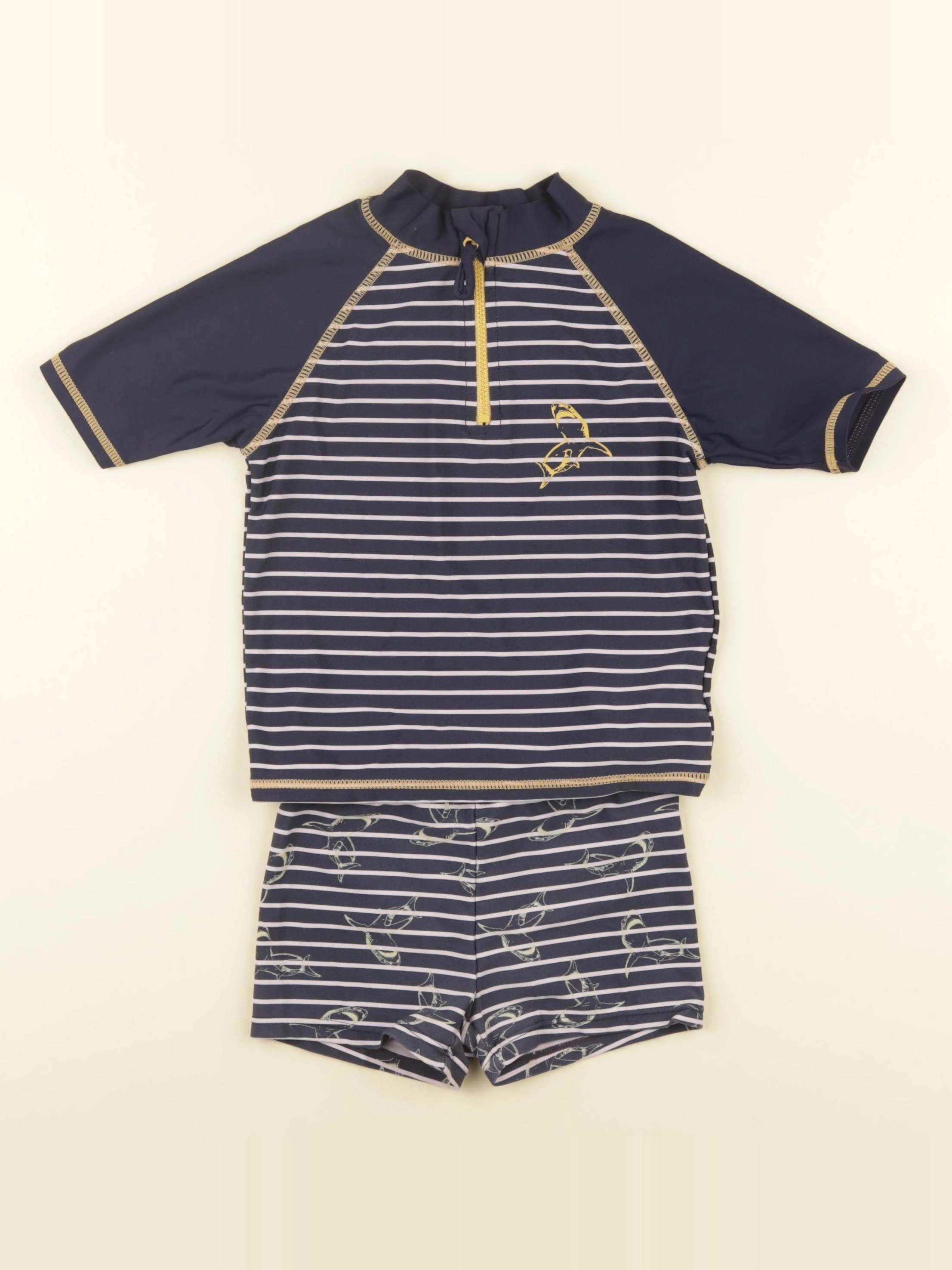 Vertbaudet - ensemble de bain blanc, bleu - 4 ans