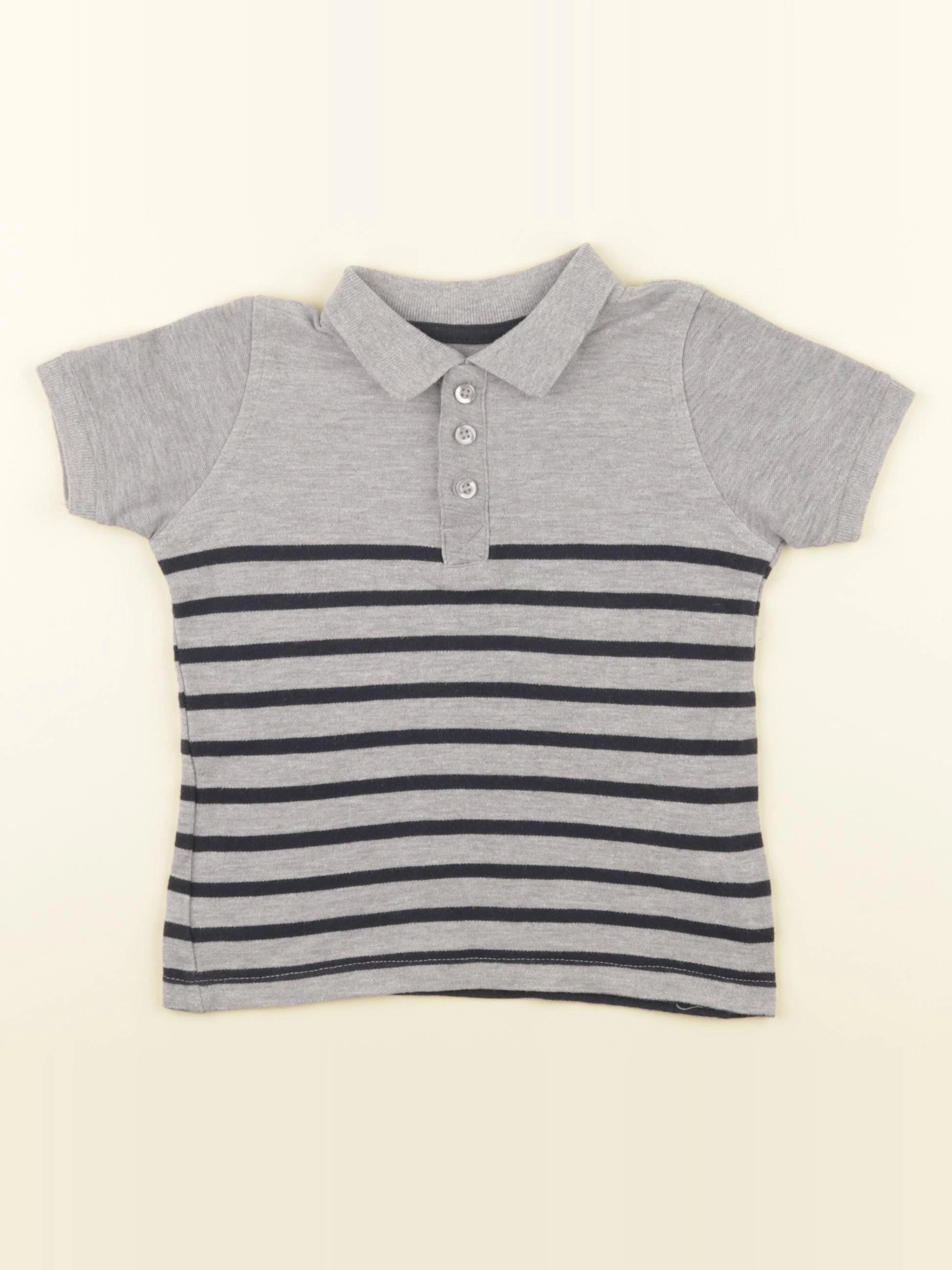 Vertbaudet - polo gris, bleu - 4 ans