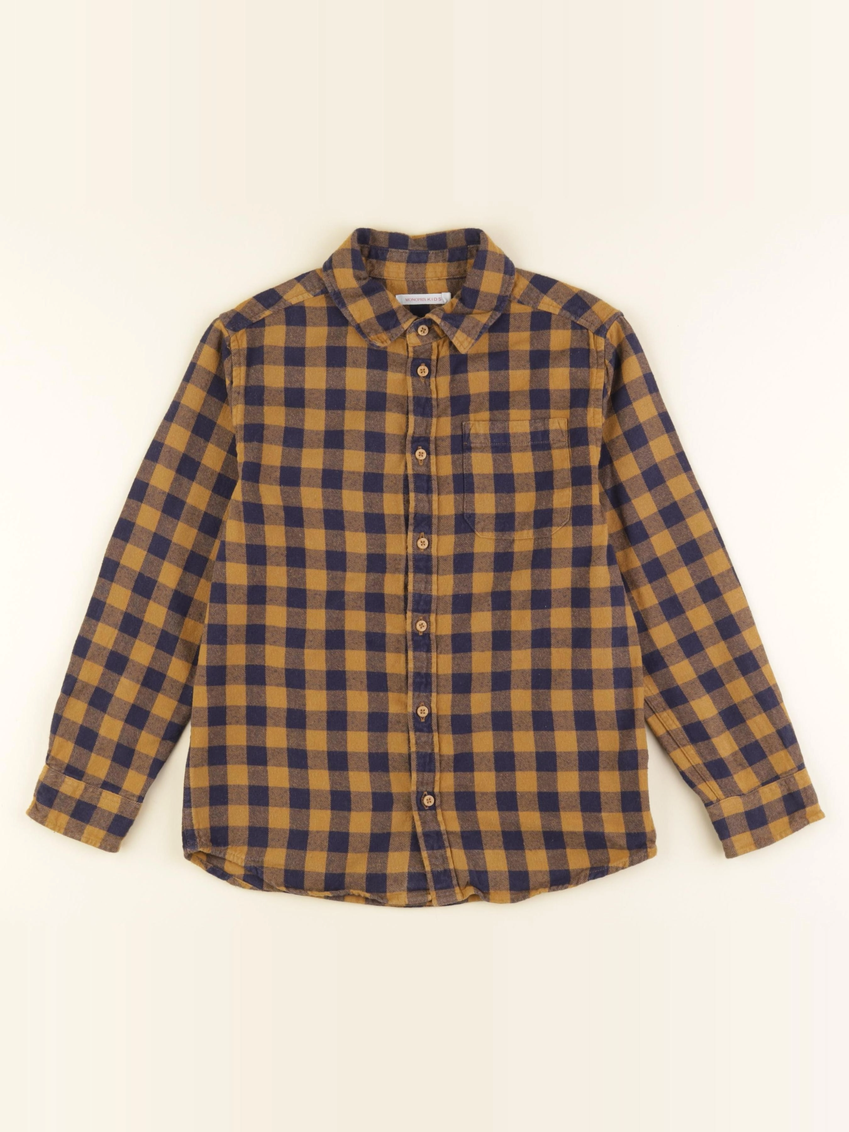 Monoprix - chemise marron, bleu - 8 ans