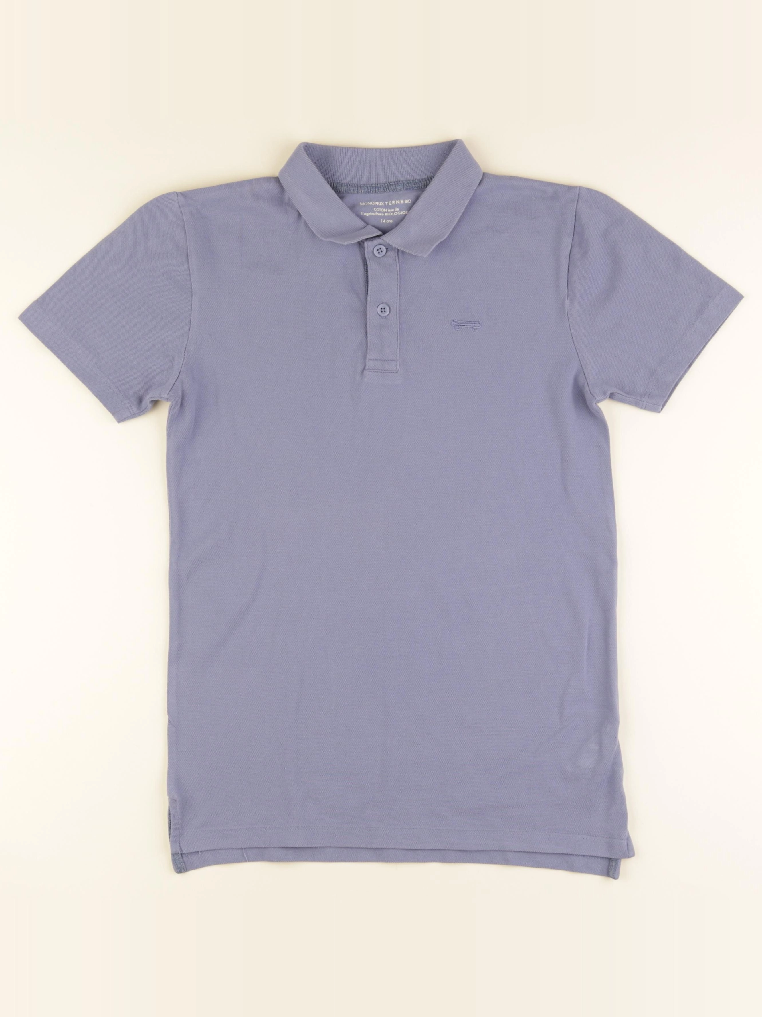 Monoprix - polo bleu - 14 ans