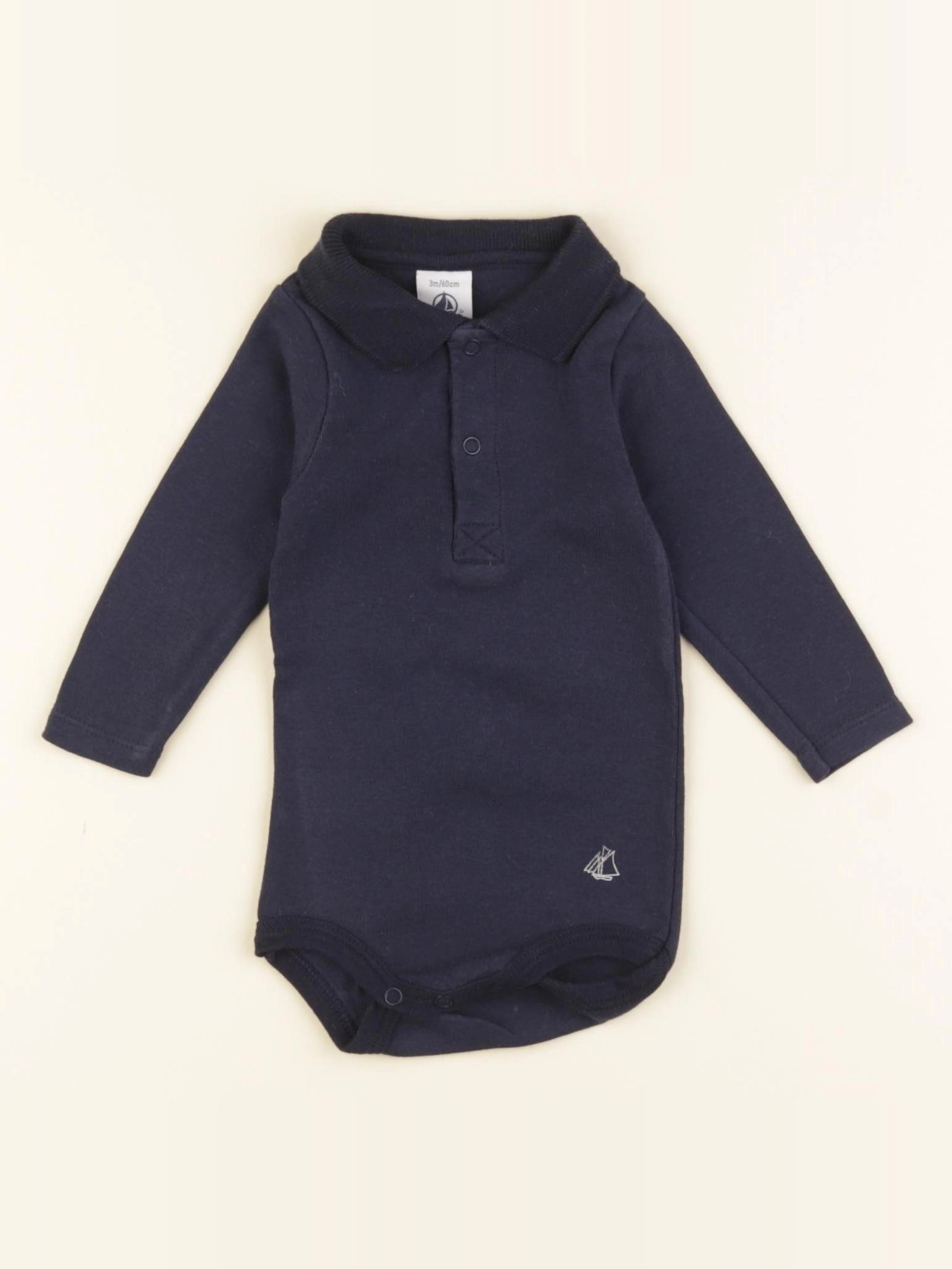 Petit Bateau - body à col bleu - 3 mois