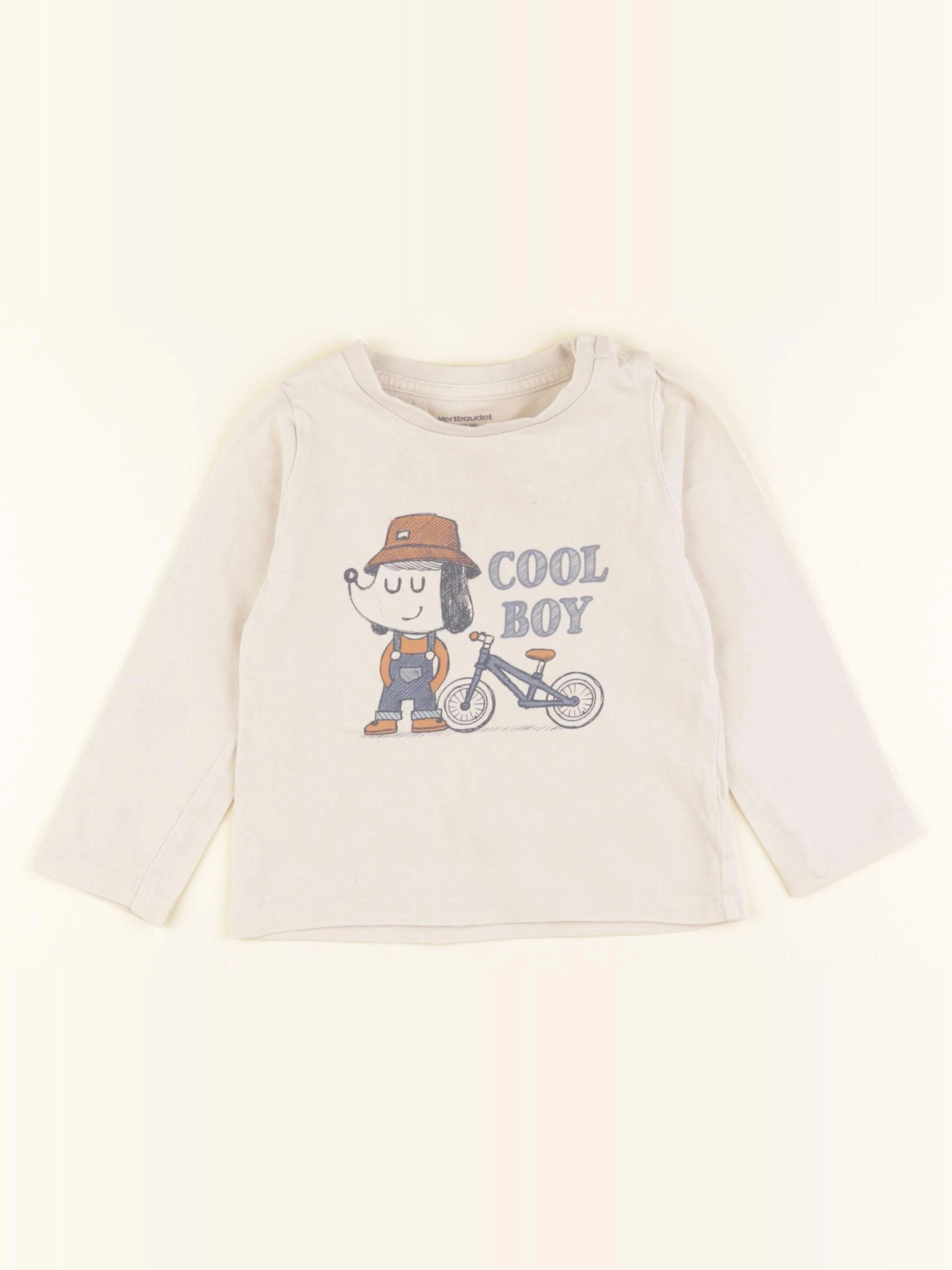 Vertbaudet - tee-shirt beige - 18 mois