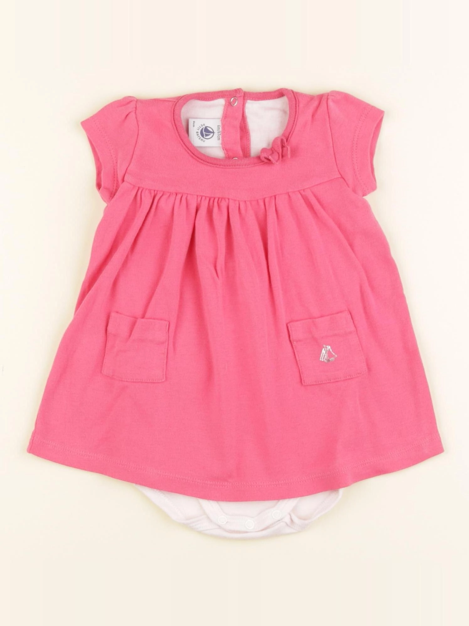 Petit Bateau - body robe rose - 6 mois