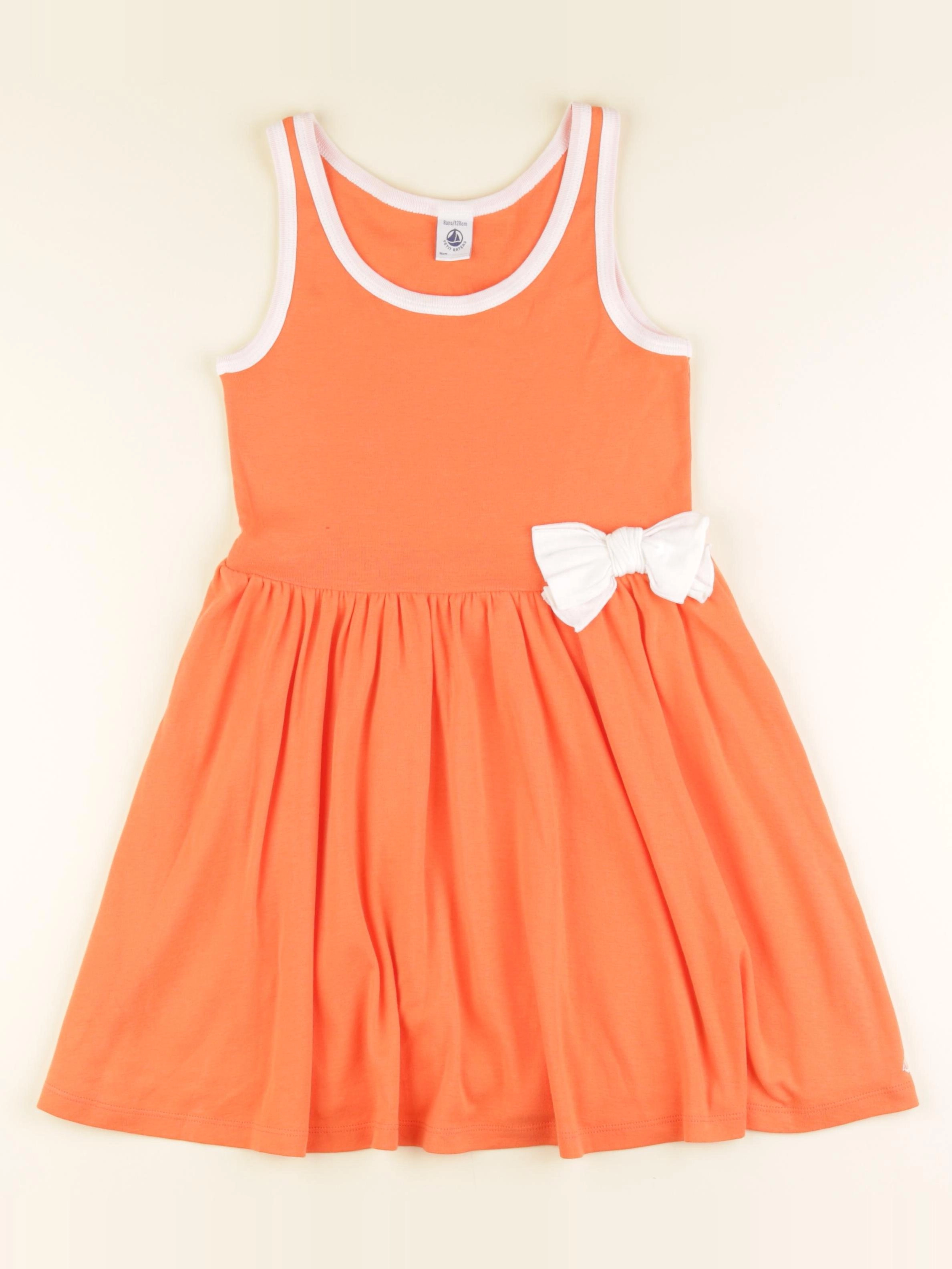 Petit Bateau - robe orange - 8 ans