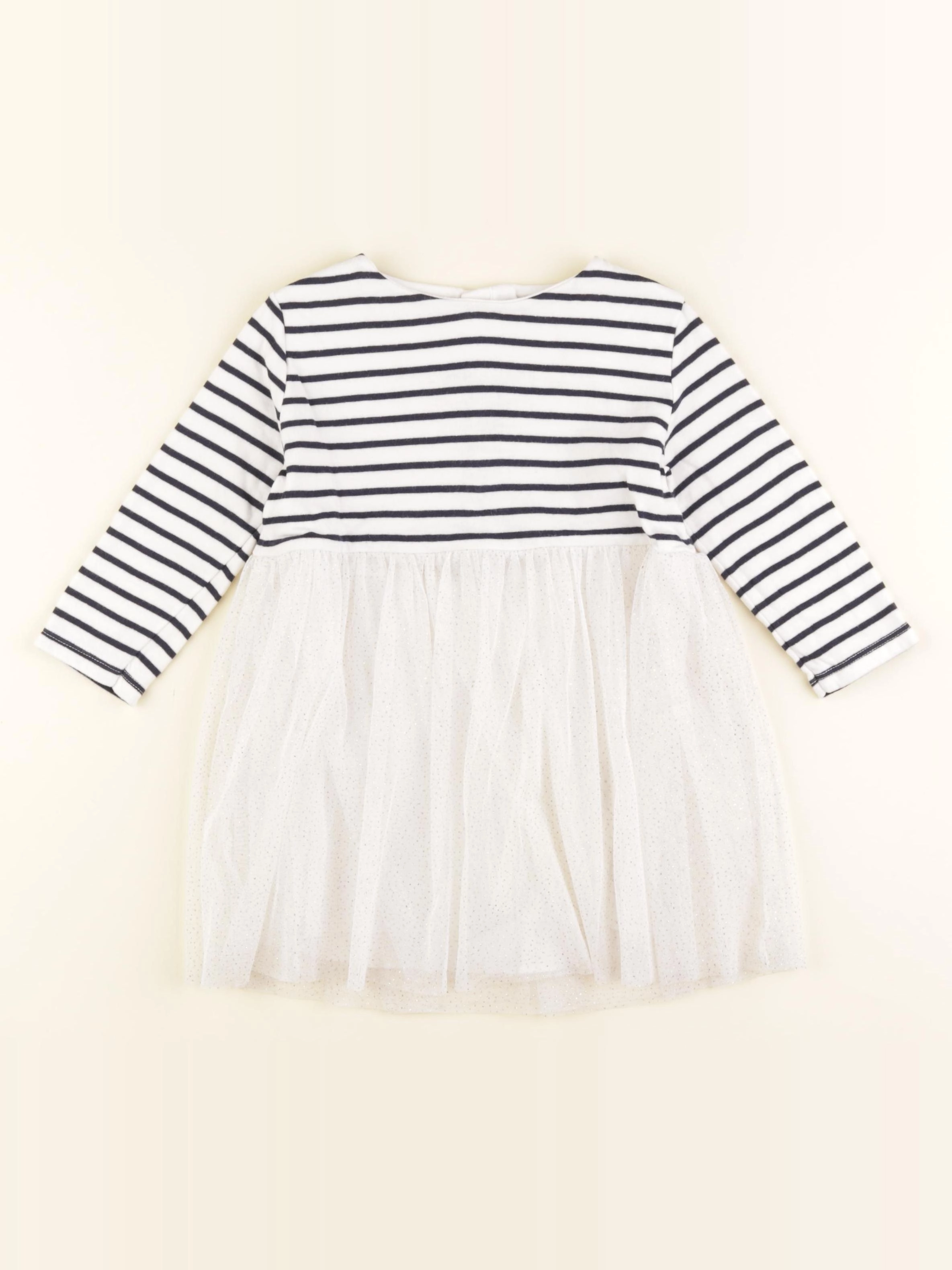 Petit Bateau - robe blanc, bleu - 24 mois