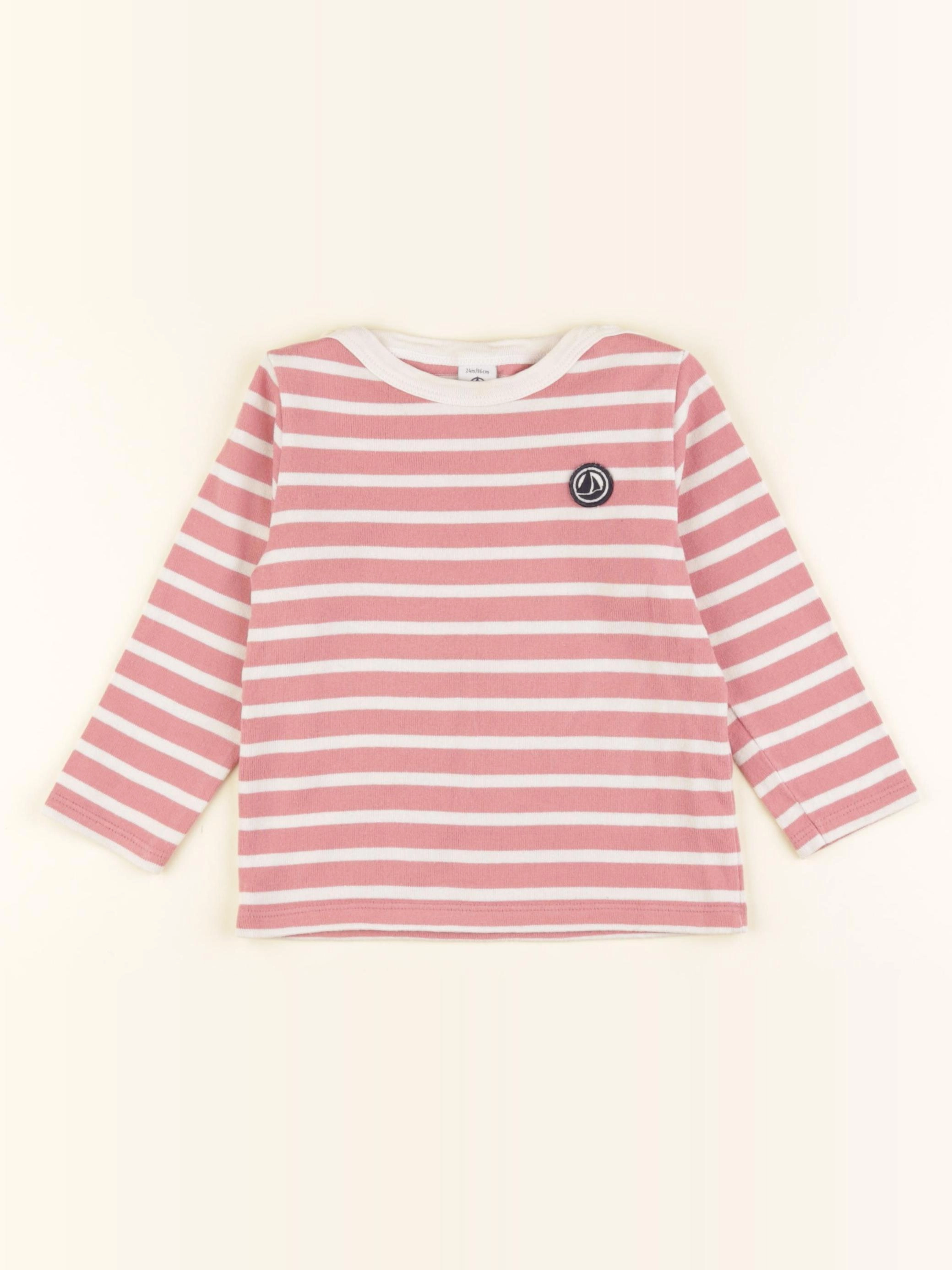 Petit Bateau - tee-shirt rose, beige - 24 mois