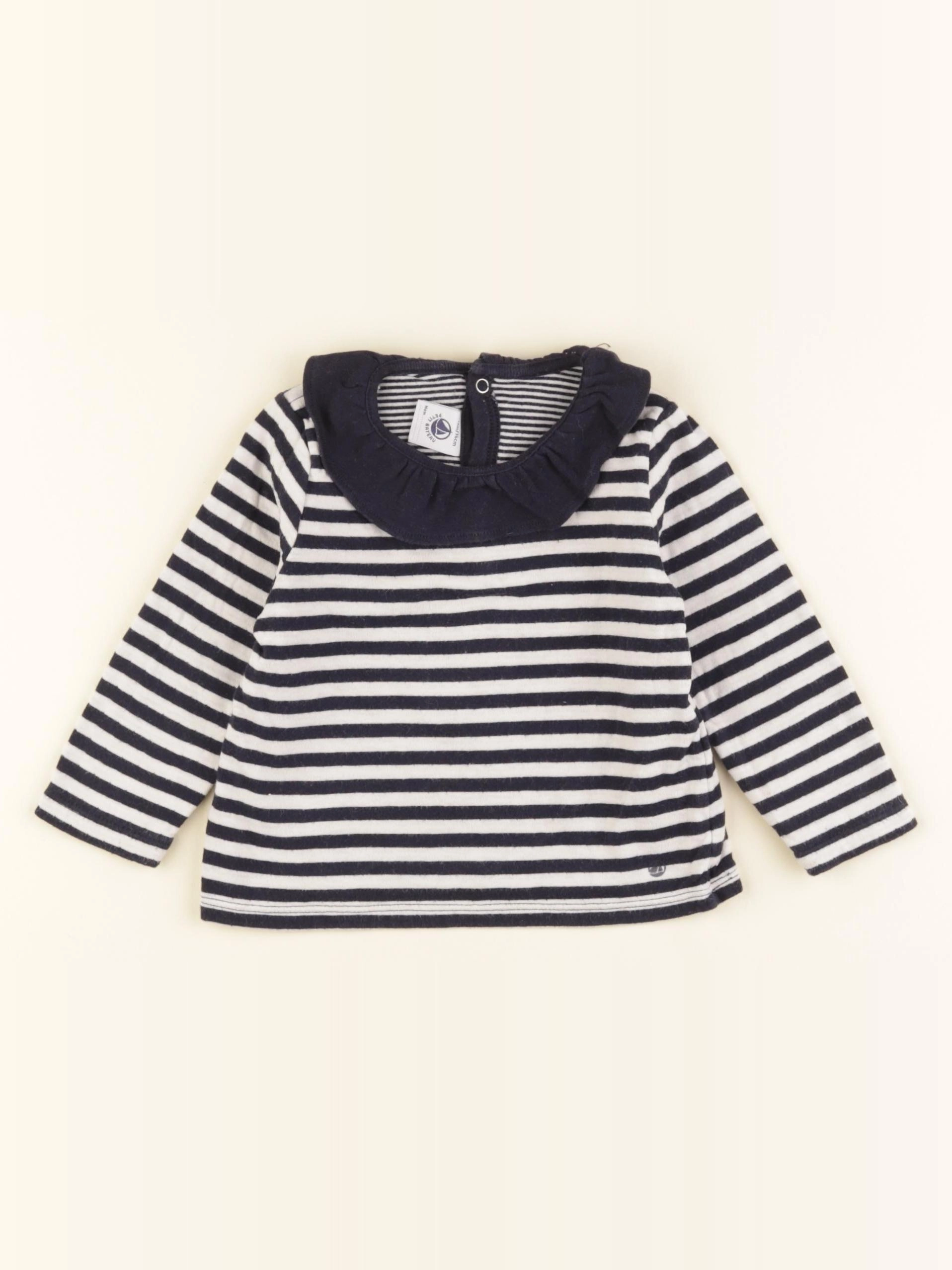 Petit Bateau - tee-shirt bleu, blanc - 12 mois