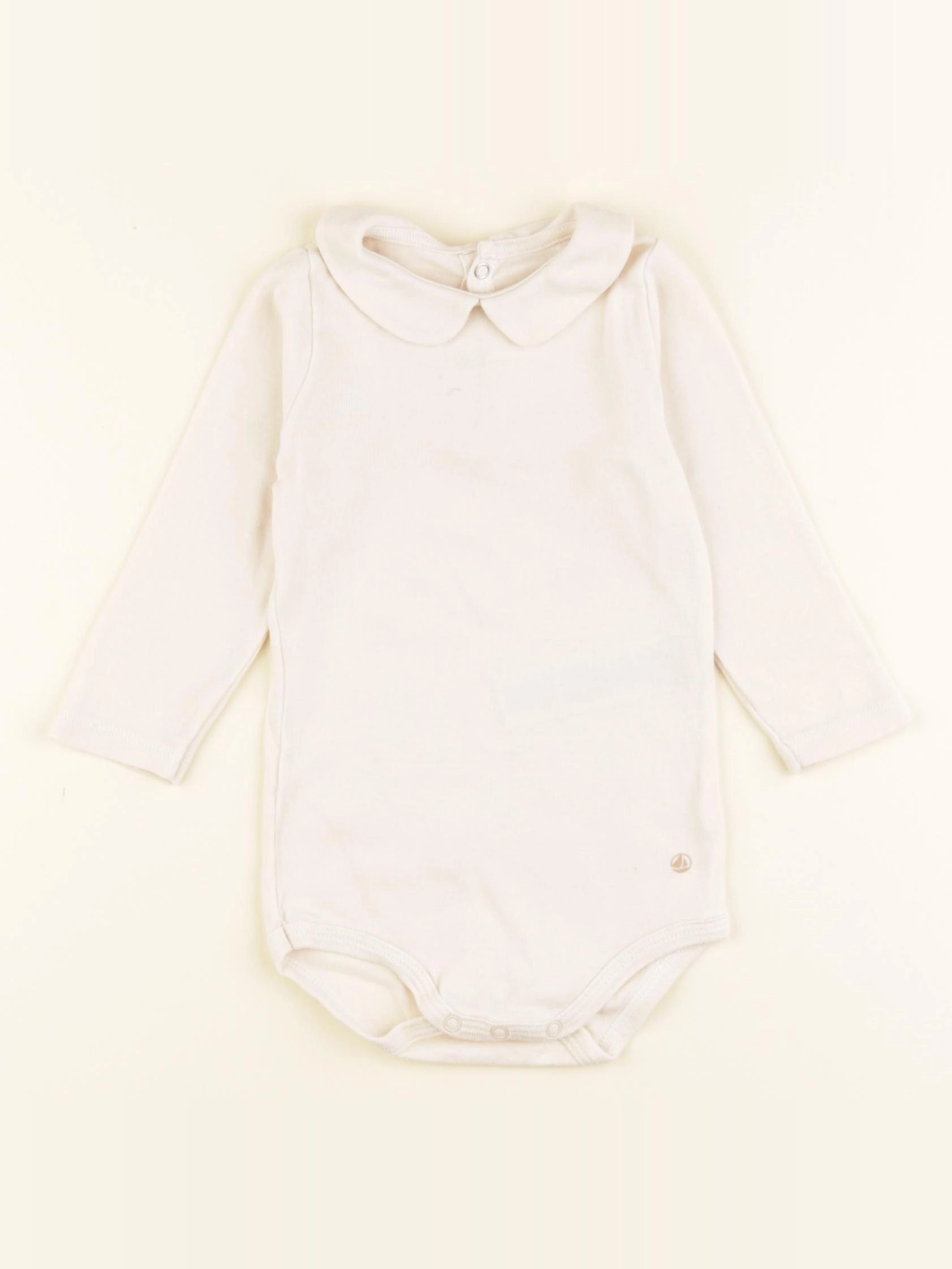 Petit Bateau - body à col beige - 12 mois