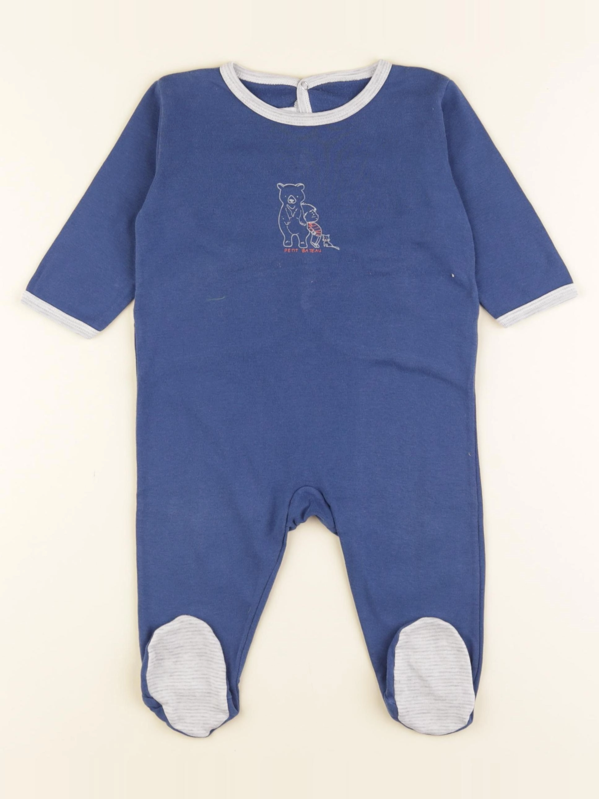 Petit Bateau - pyjama coton bleu - 6 mois