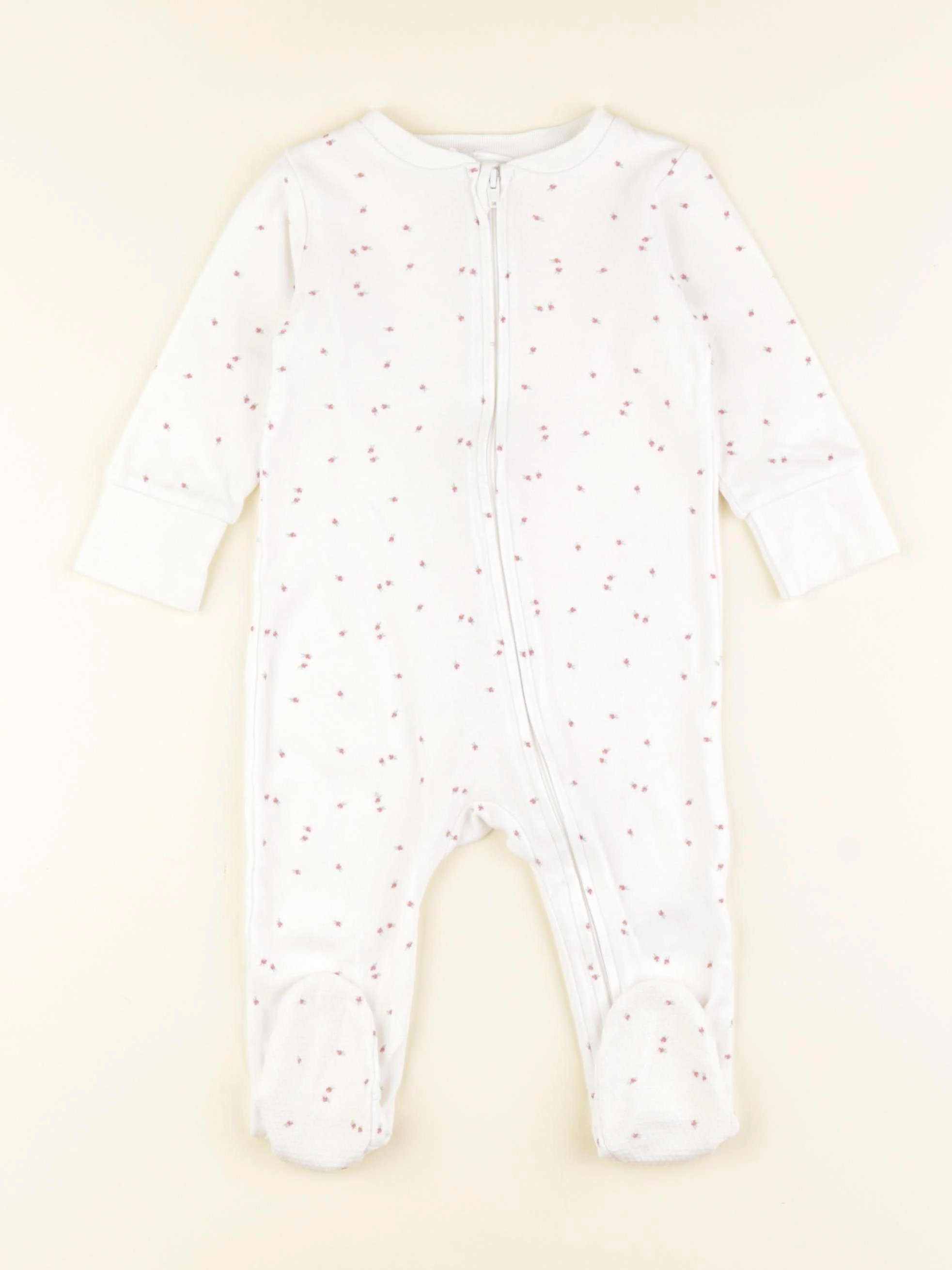 Zara - pyjama coton blanc, rouge - 6/9 mois