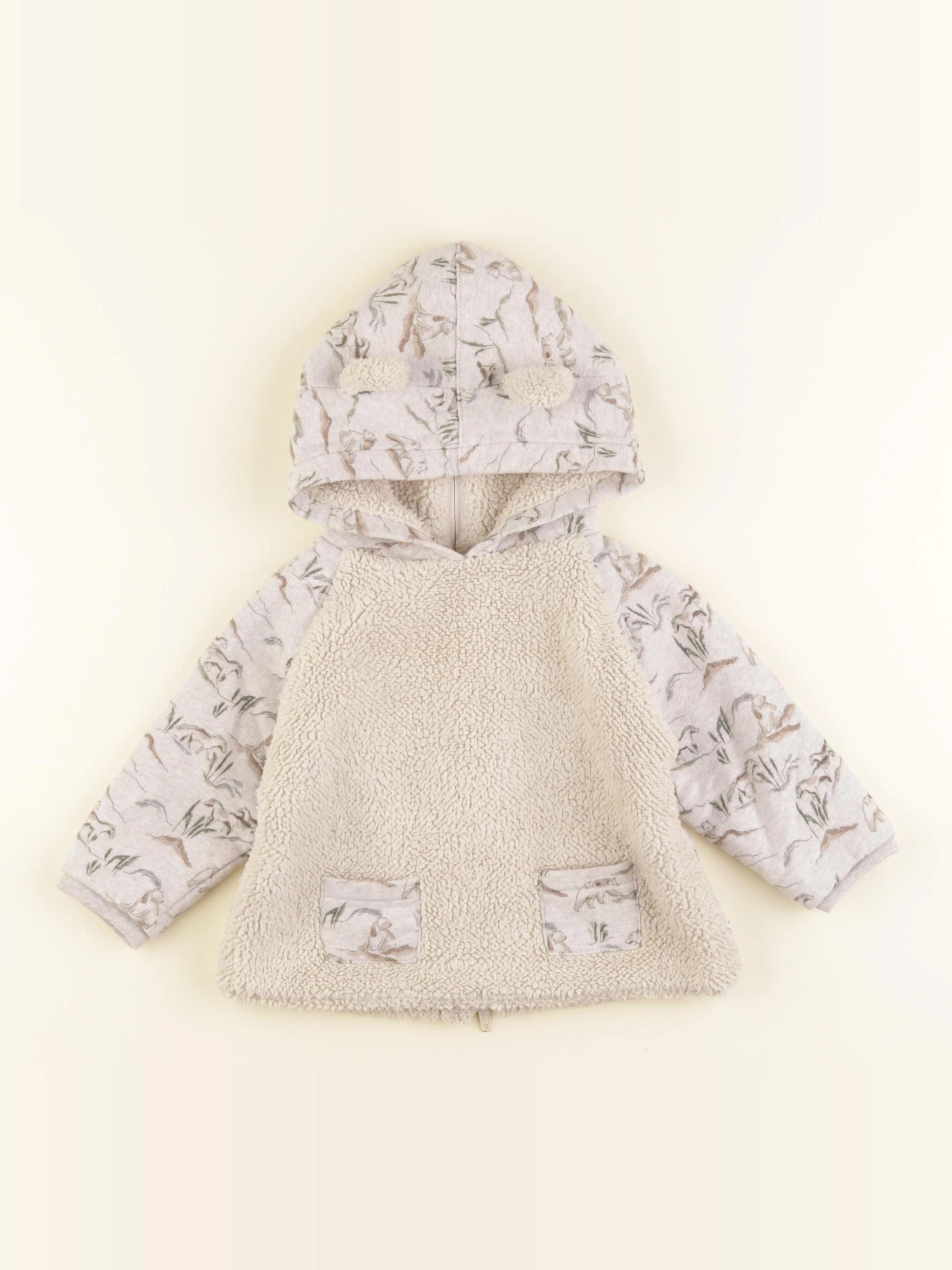 Arsène et les pipelettes - burnou gris, beige - 12 mois