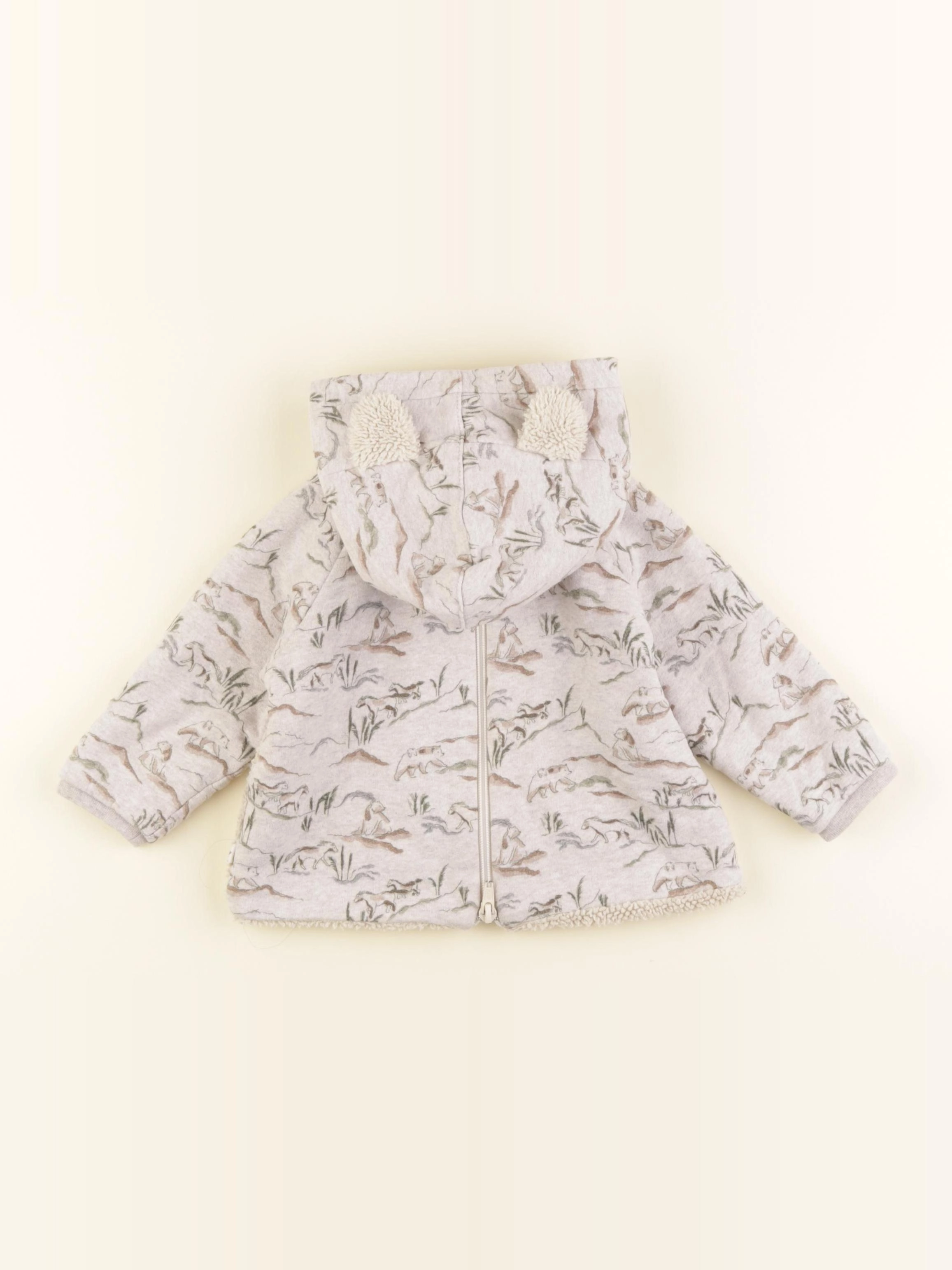 Arsène et les pipelettes - burnou gris, beige - 12 mois