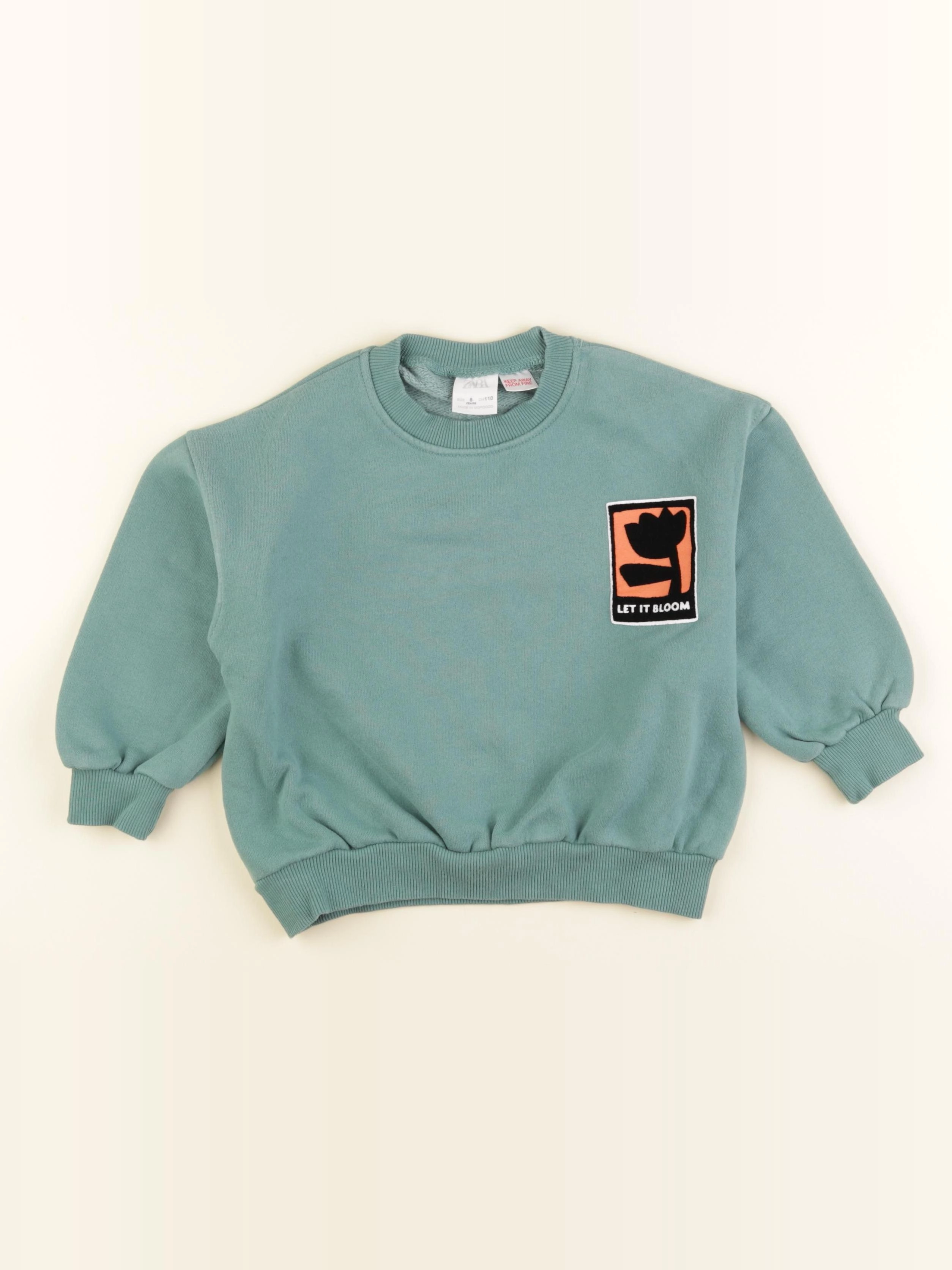 Zara - sweat imprimé au dos vert - 5 ans