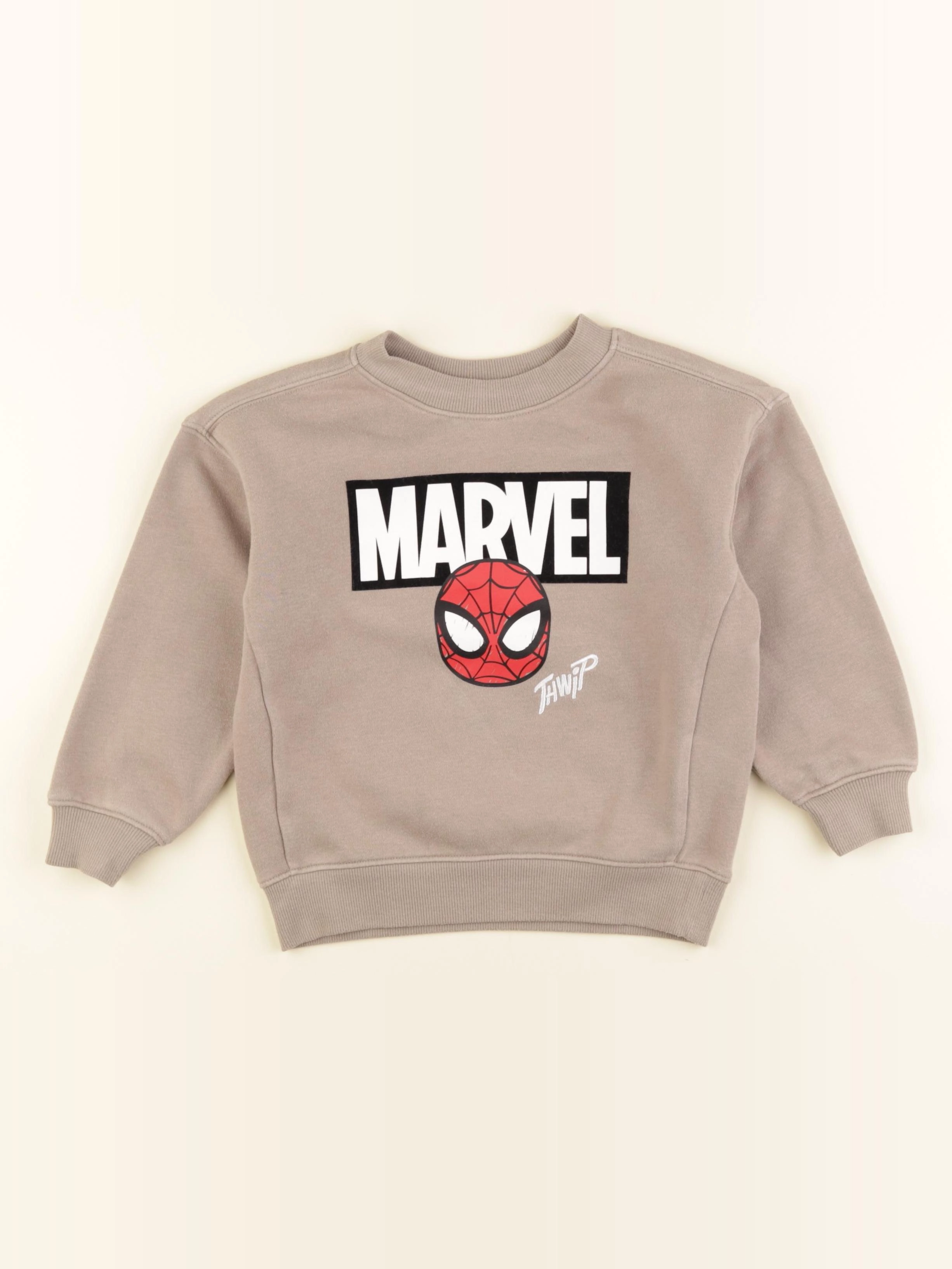 H&M - sweat imprimé au dos beige - 3/4 ans