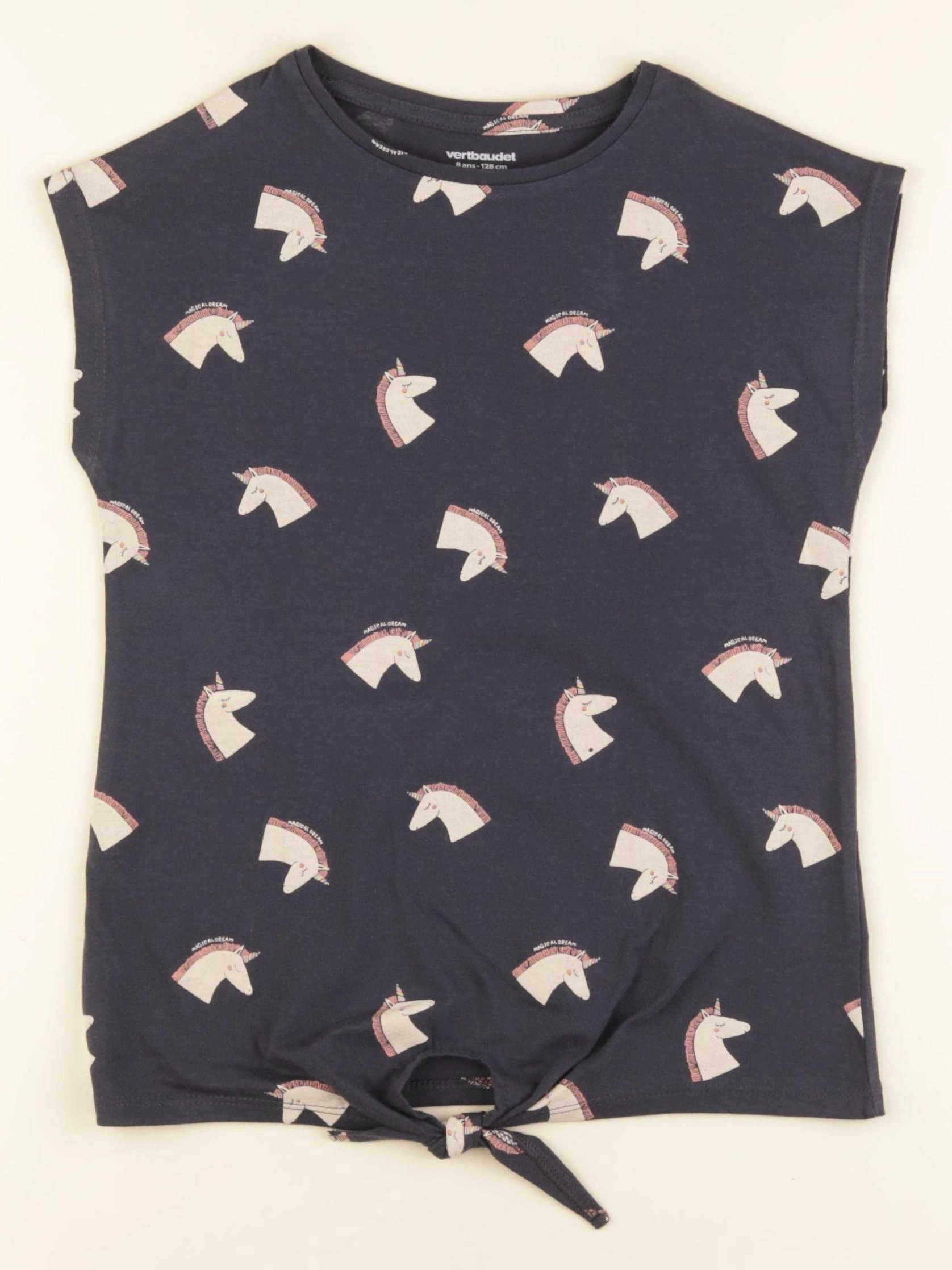 Vertbaudet - tee-shirt bleu - 8 ans