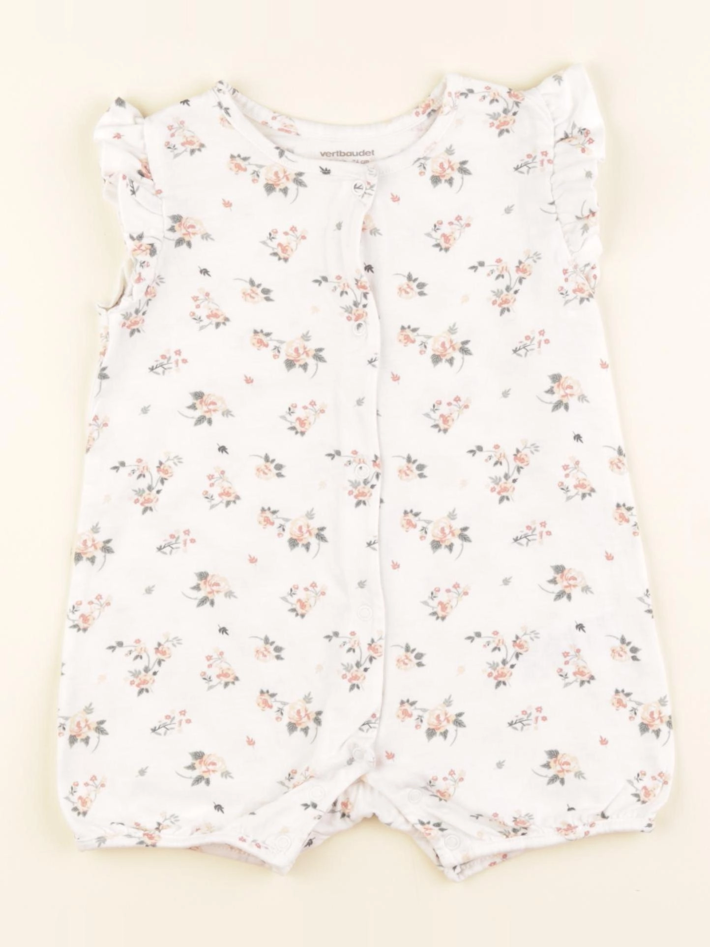 Vertbaudet - pyjama coton blanc, orange - 12 mois