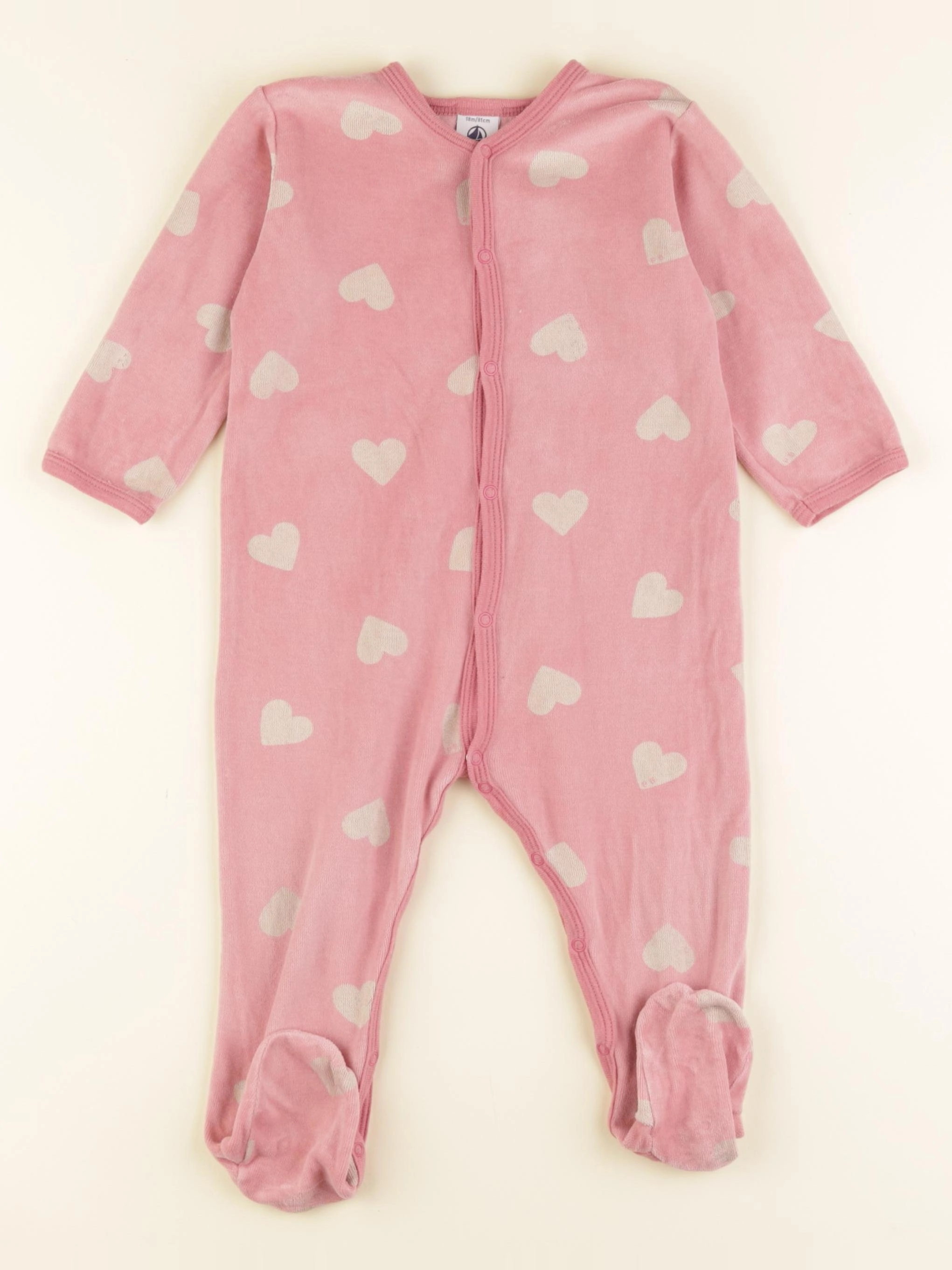 Petit Bateau - pyjama velours rose - 18 mois