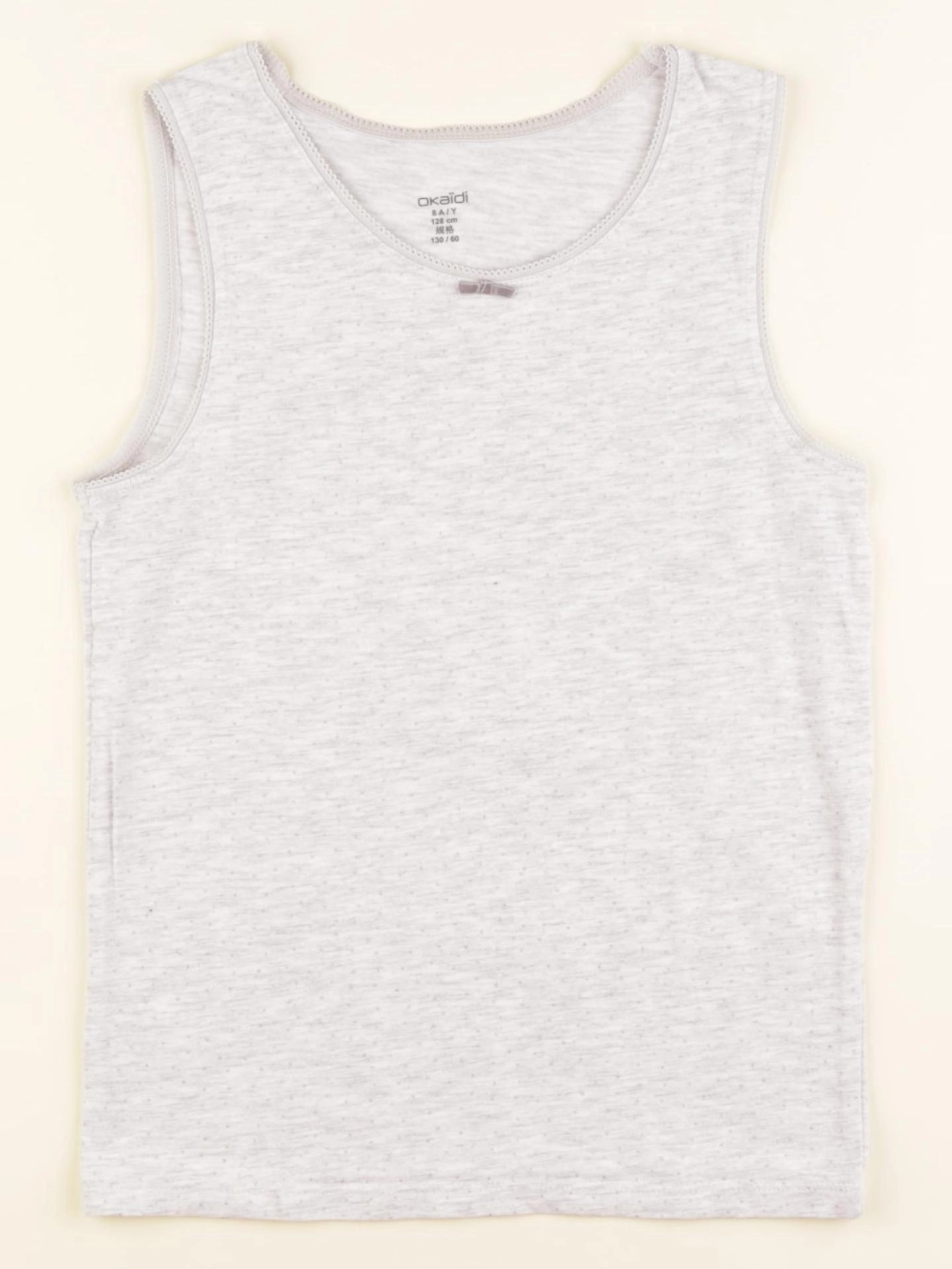 Okaidi - maillot de corps gris, blanc - 8 ans