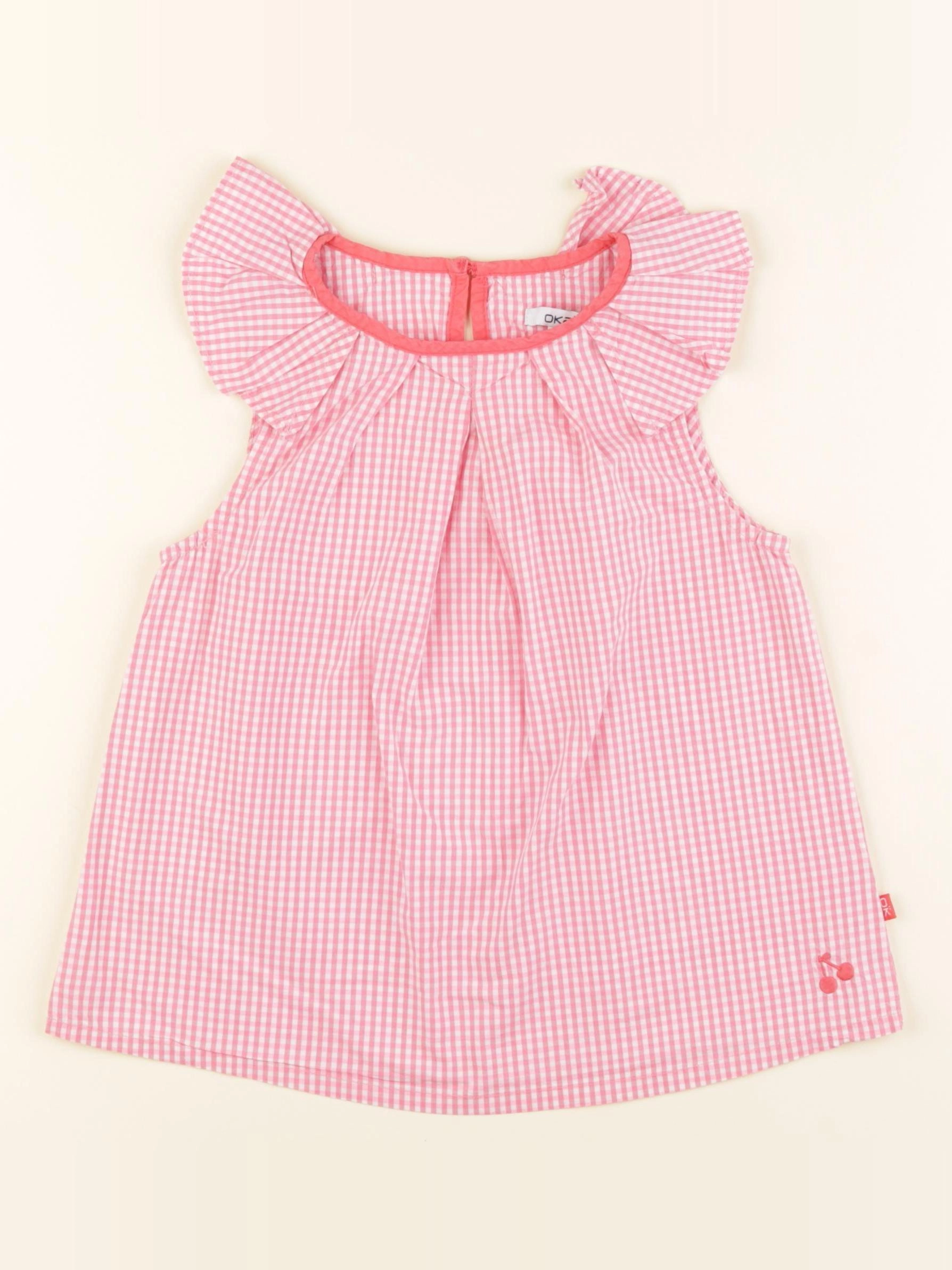 Okaidi - blouse blanc, rose - 6 ans