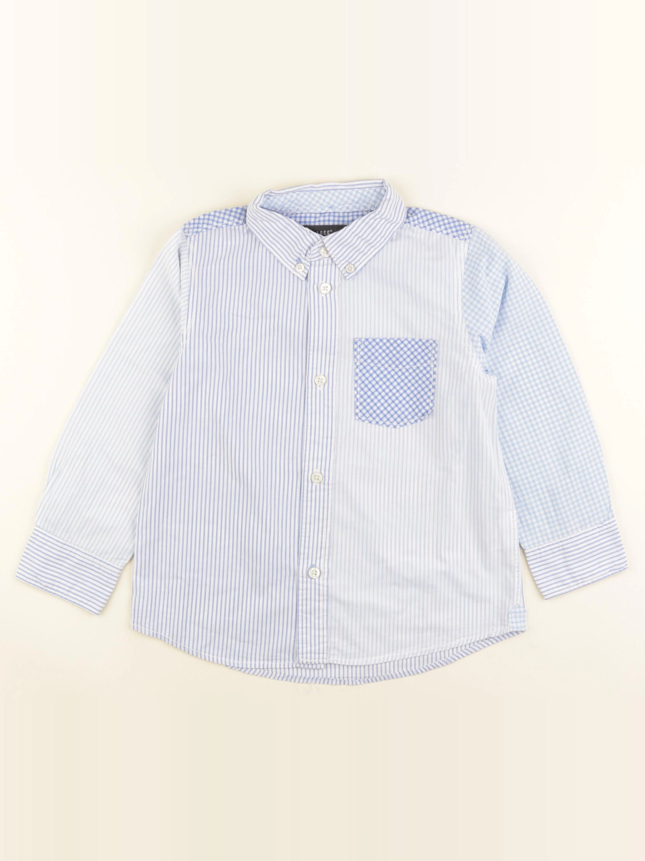 H&M - chemise blanc, bleu - 5/6 ans