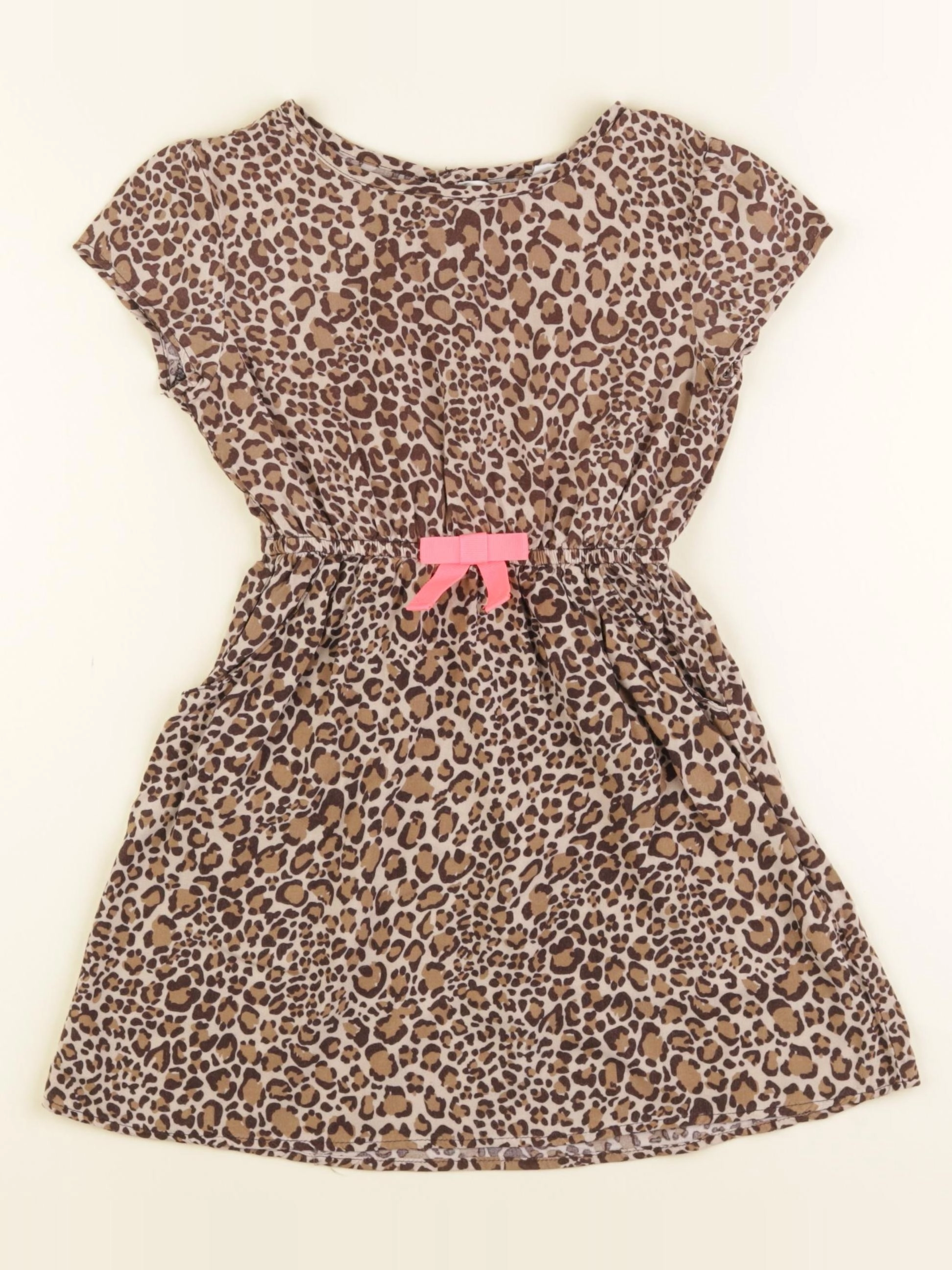 H&M - robe marron, beige - 4/5 ans