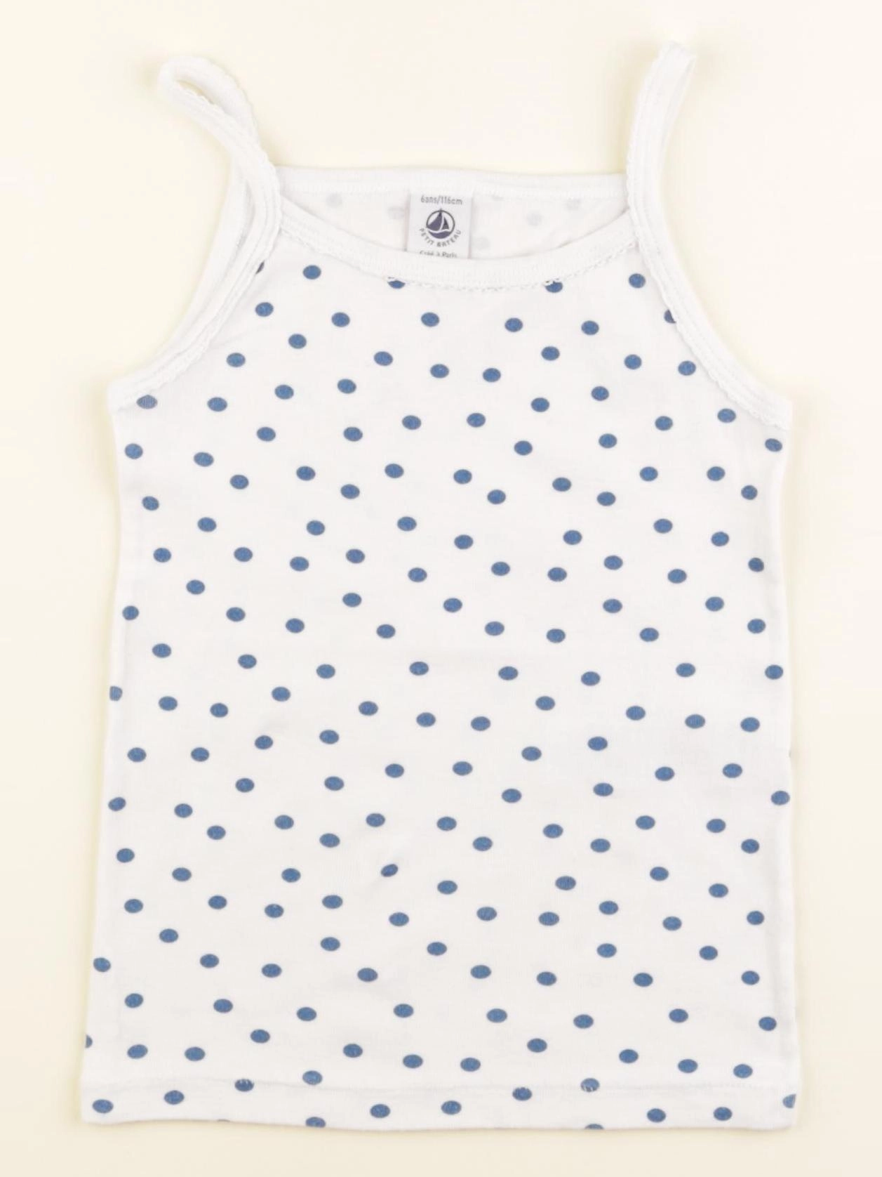 Petit Bateau - maillot de corps blanc, bleu - 6 ans